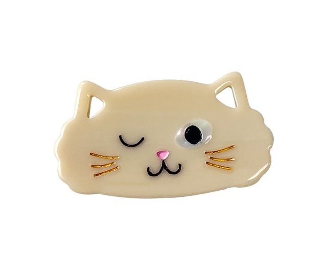 杏色貓大臉髮夾 鴨嘴夾