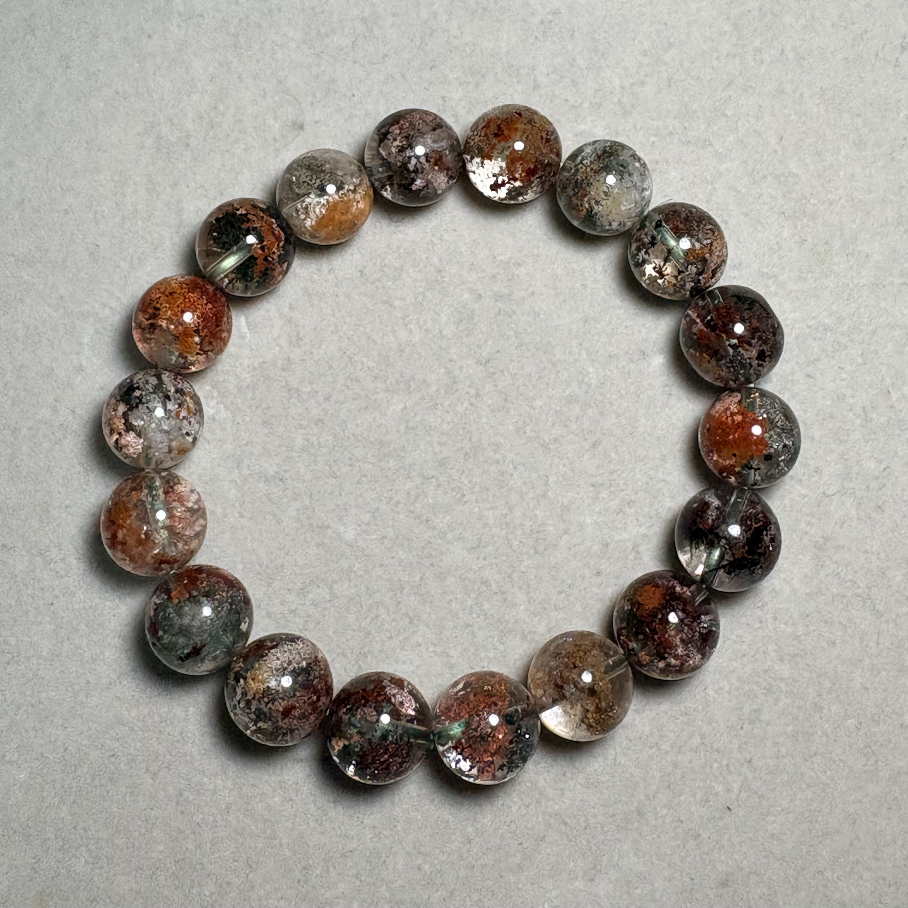 11mm彩幽靈四季平安晶石手串No.2725