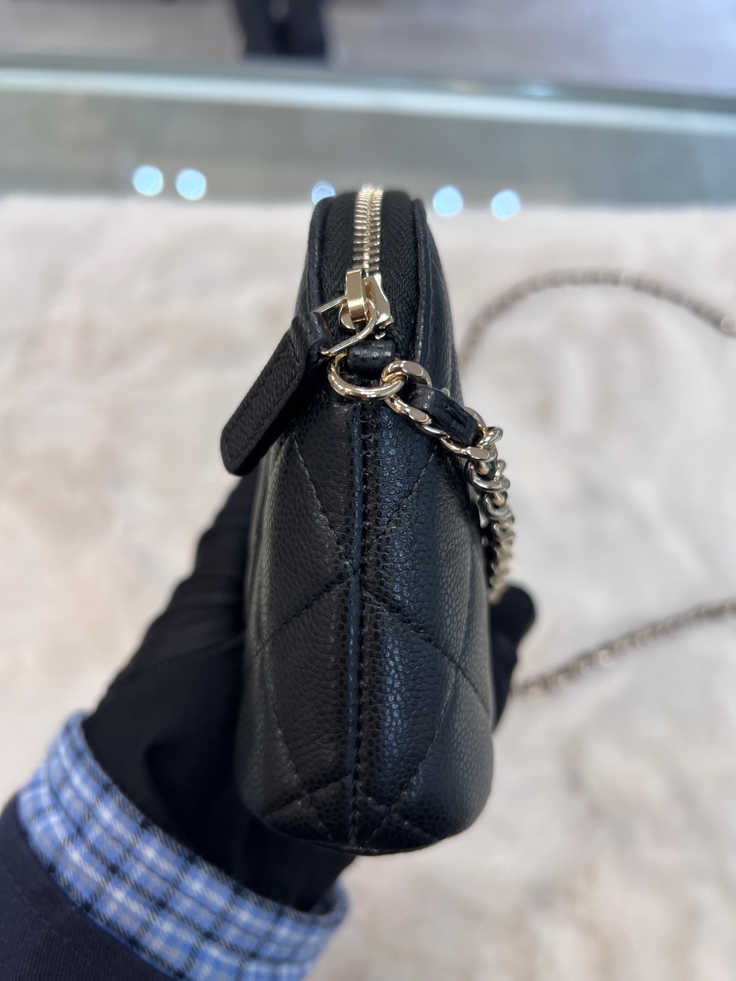 【預訂貨品】Full set👜芯片款 Chanel黑金荔枝牛皮mini貝殼包 