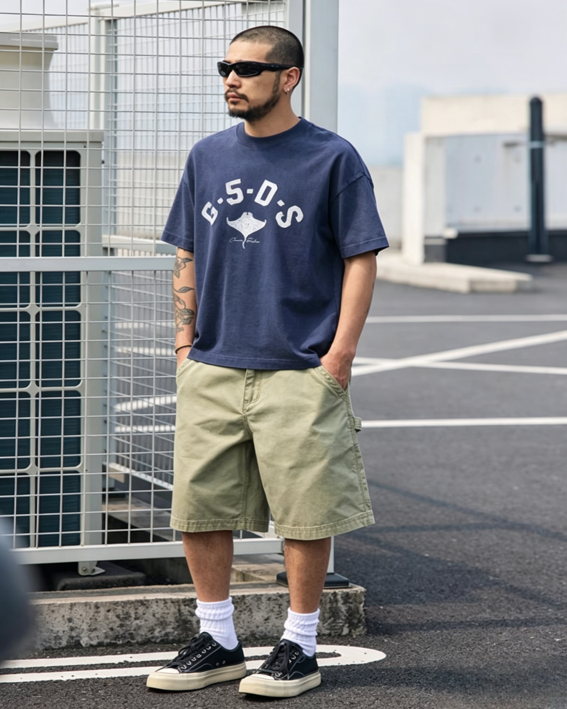 M1316重磅洗水字母Tee