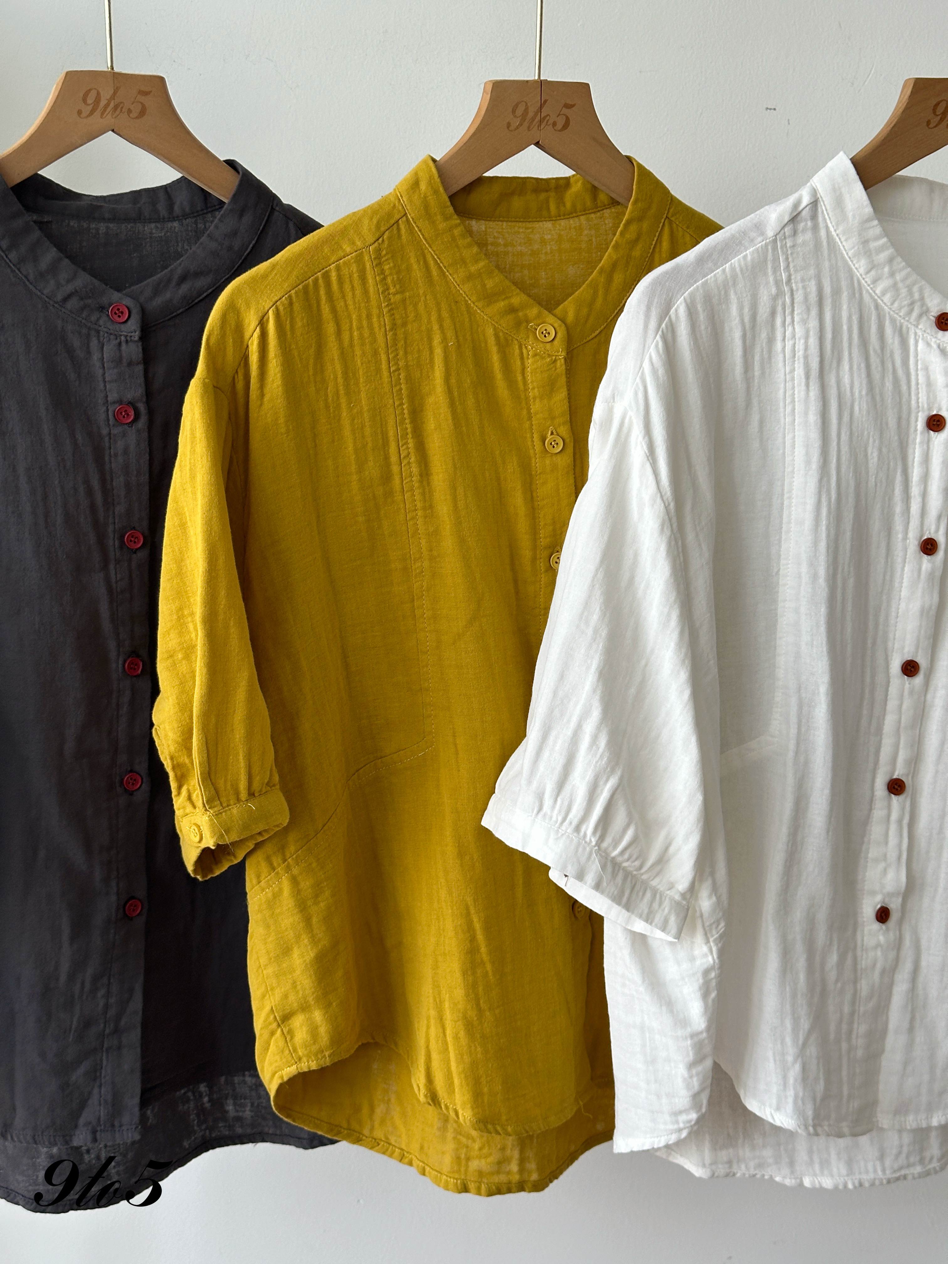 T4272 Stand Collar Half Sleeve Shirt - 3 Colors 