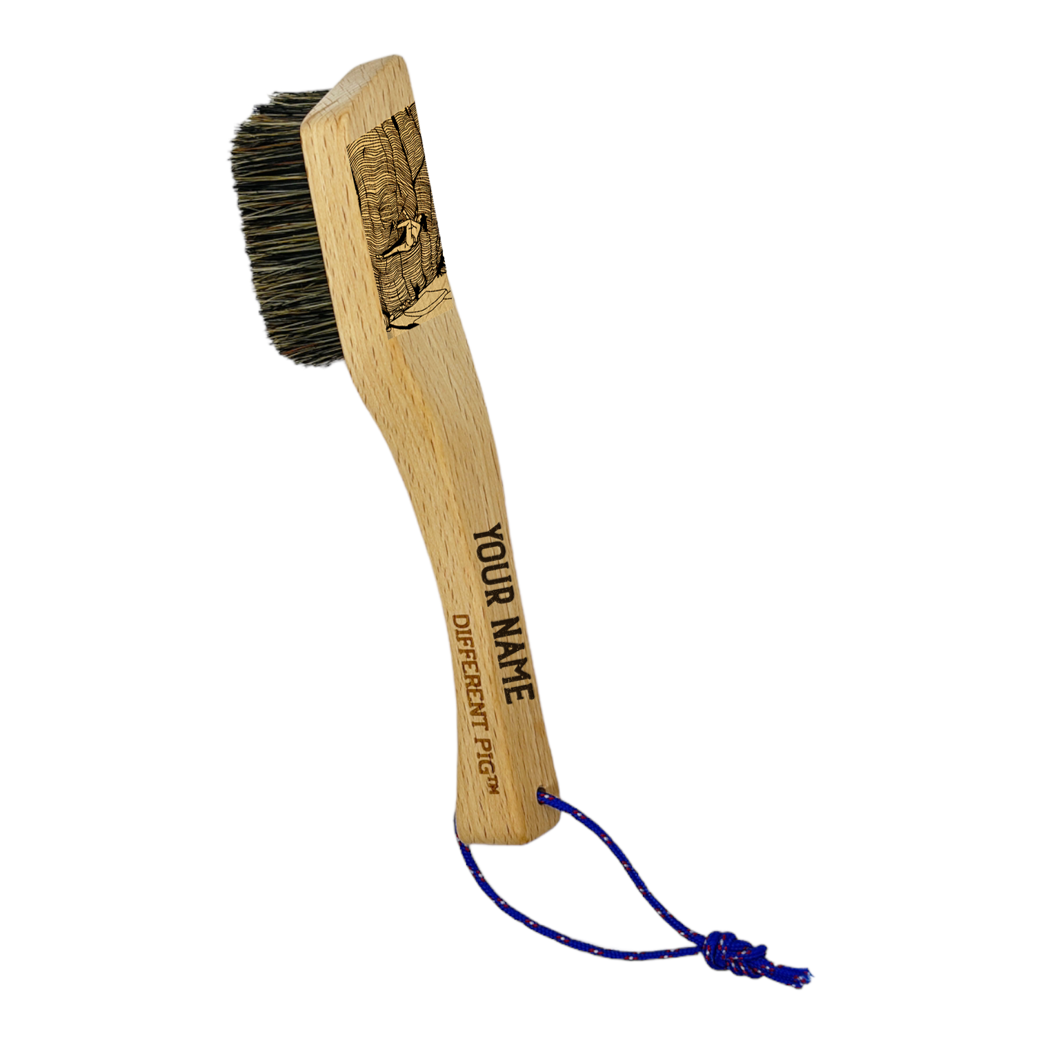 【來圖訂製】𝗗𝗜𝗙𝗙𝗘𝗥𝗘𝗡𝗧 𝗣𝗜𝗚™ OG brush with paracord fully customised by you 刻圖大豬攀岩掃