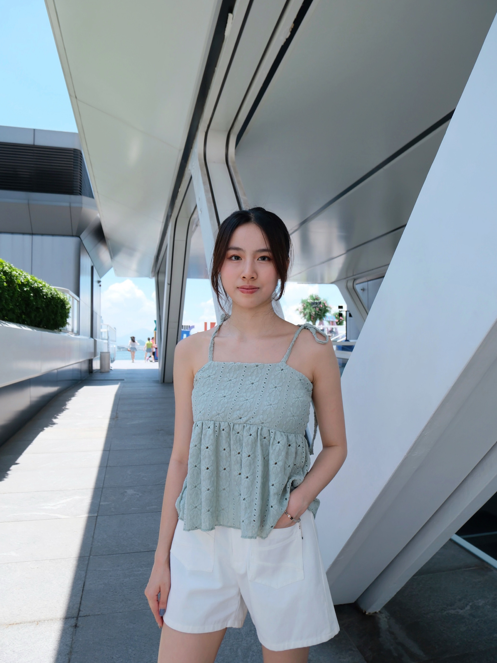 ♡︎TH - 通花布料綁帶TOP 