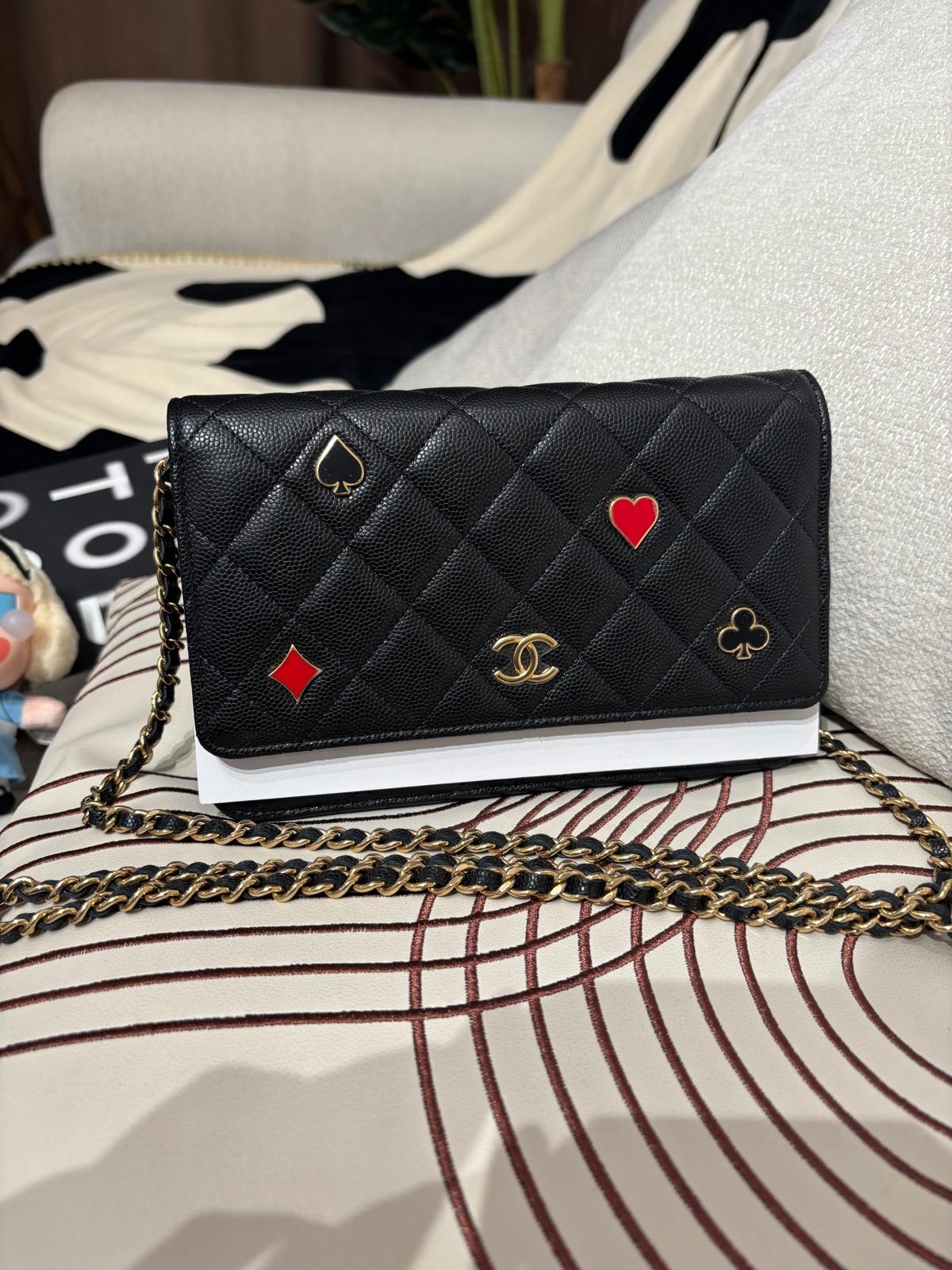 Chanel Wallet On Chain AP3076 poker 限量特別版撲克牌 黑色荔枝牛皮  100%Authentic, 99%New Unused ✅專門店收據✅Dust bag ✅Box