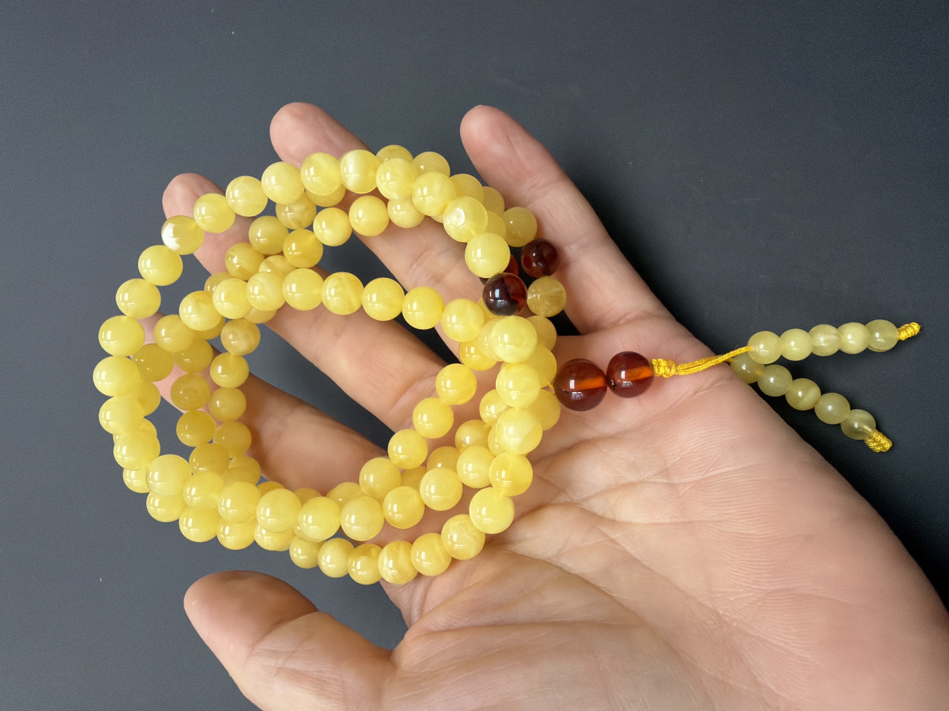 7.5mm 108粒波羅的海蜜蠟念珠（都穆法王+護法殿加持）（實繩無彈力）