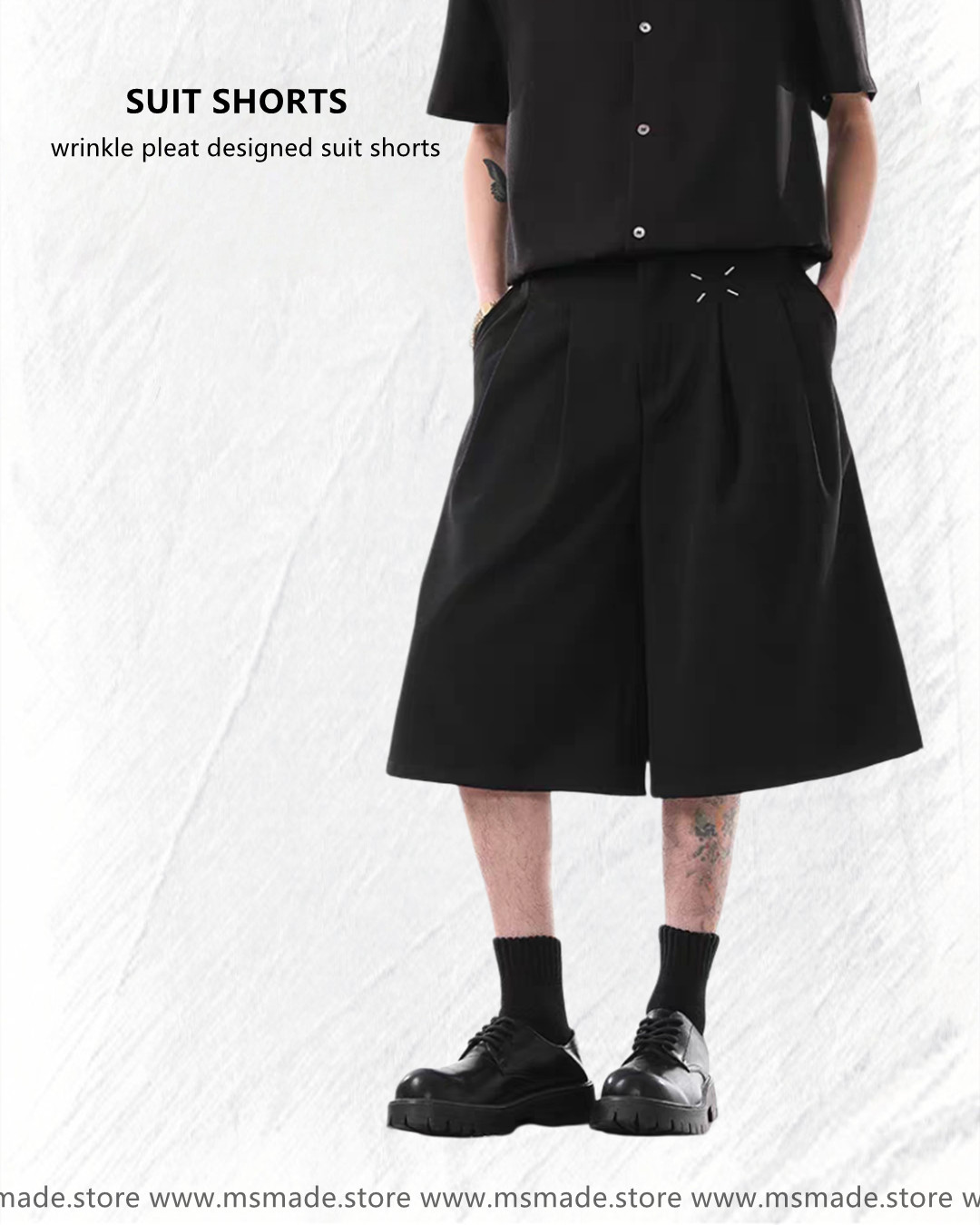 M427皺褶設計感西裝短褲