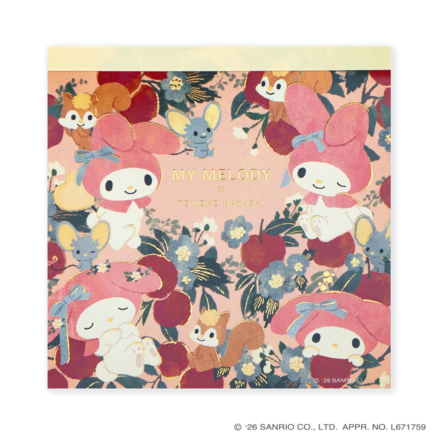 Sanrio - 方形記事本 (粉紅色My Melody松鼠款)