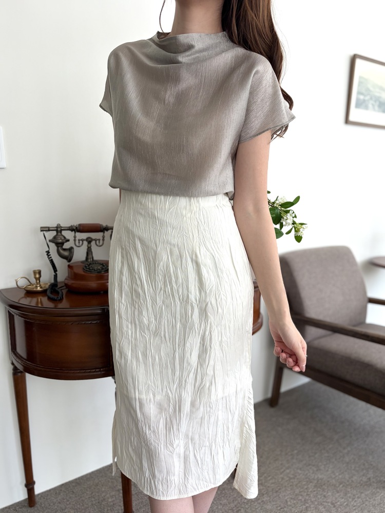 Crinkle Mermaid Skirt (Ivory)