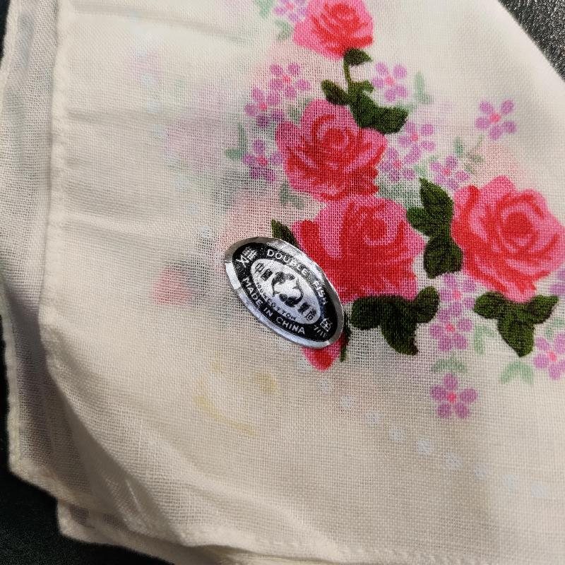 Vintage Double Fish Made in China 雙魚牌 Floral Pattern Handkerchief Set of 2(EV387)