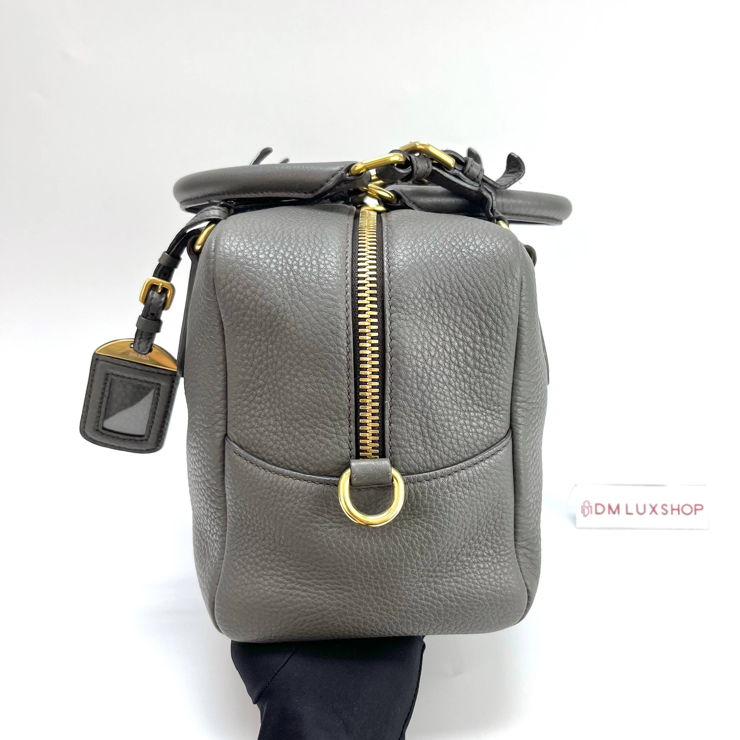Prada Grey Bauletto Boston Bag GHW