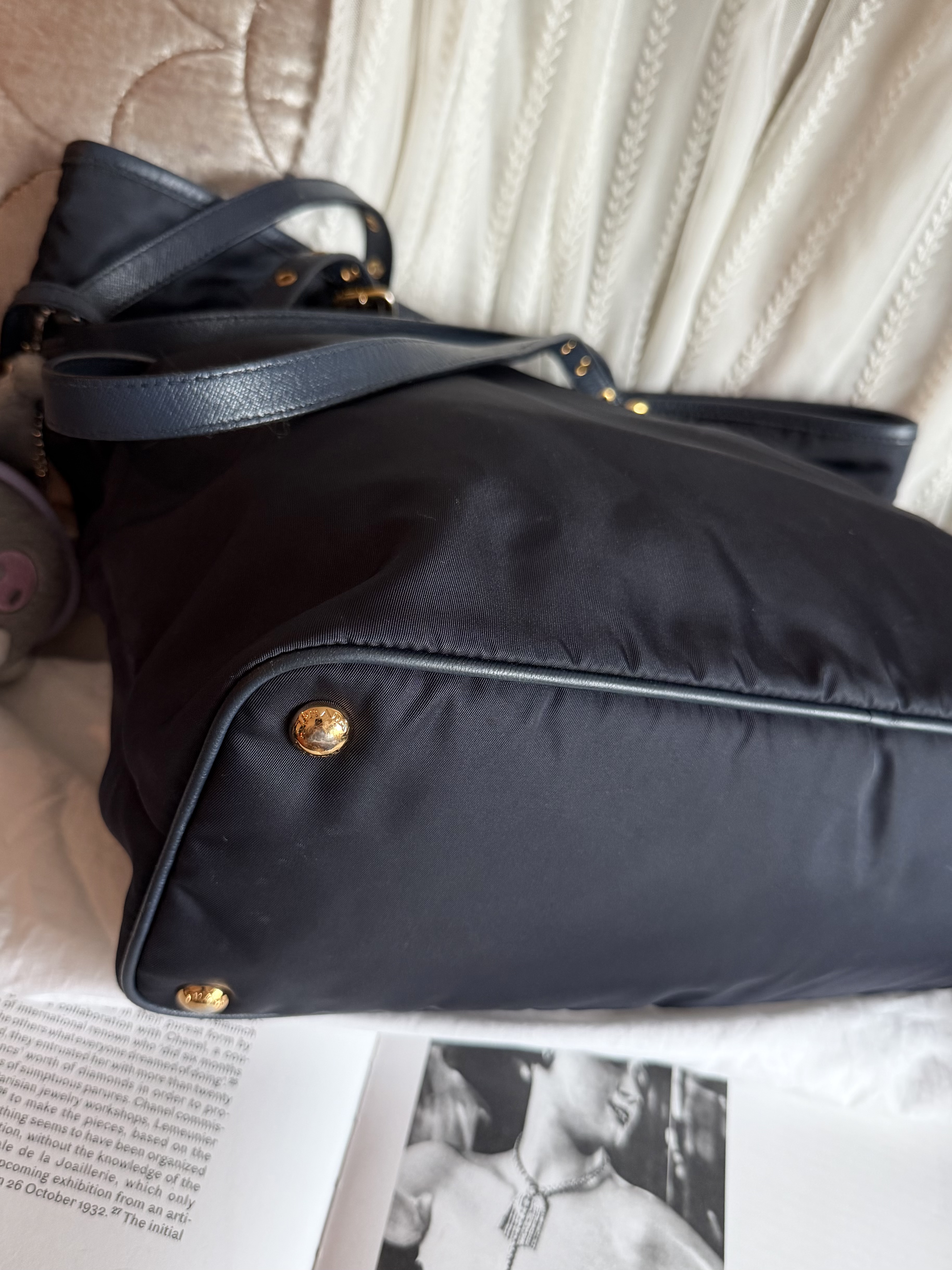 prada re nylon deep navy blue neverfull shoulder bag 