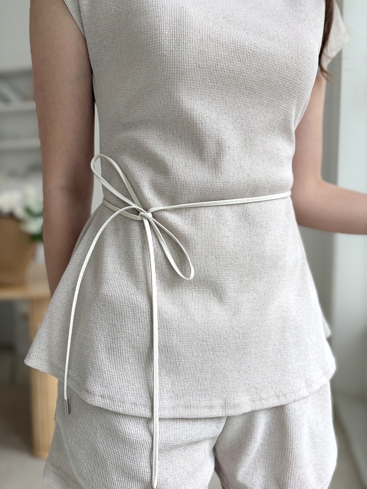 Elysian Boat Neck Belted Set (Mocha)