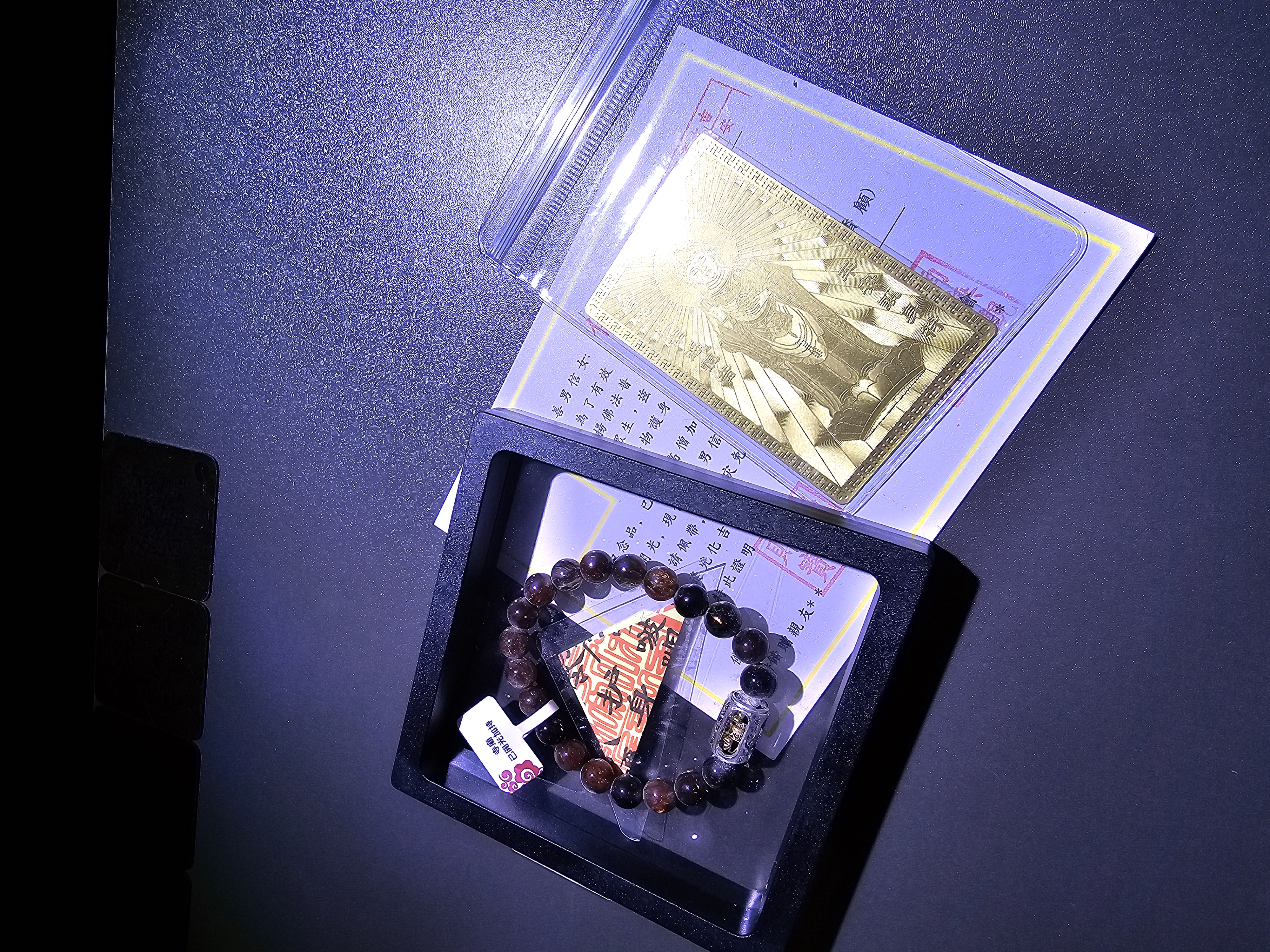 (已開光加持) 高質(轉運筒珠)黑金超7 8.5+mm (No.PUT715)