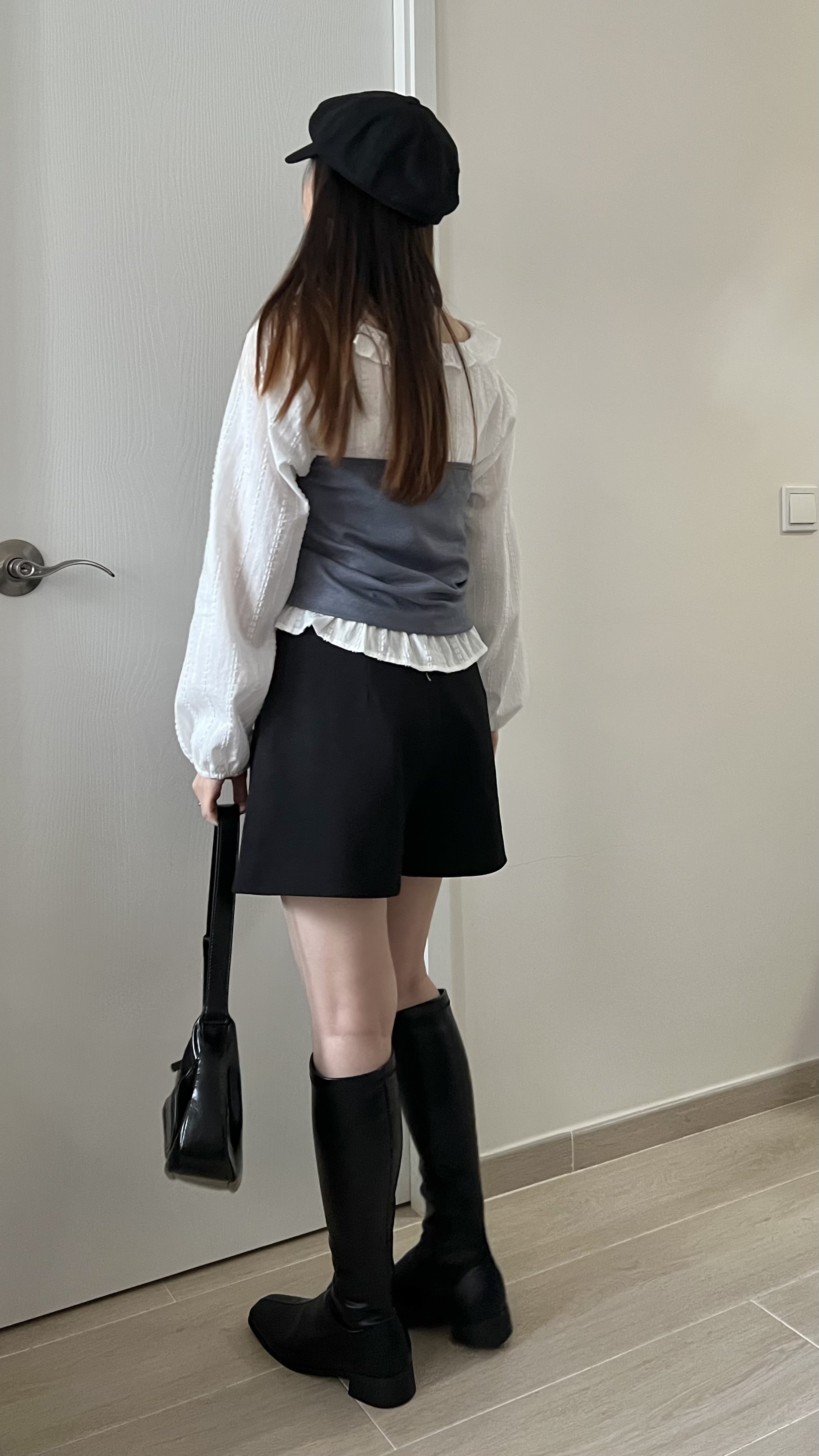 法式甜美虛線紋綁帶blouse 現貨