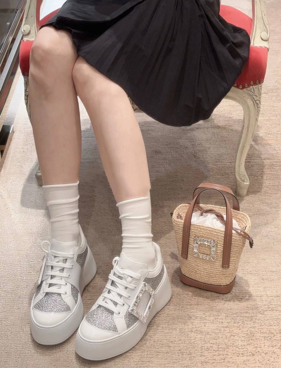 限時優惠✨訂貨📮RV Viv' Skate 8cm鑽扣Sneakers  幫你增高 秒變長腿💖    Size 36-39/40