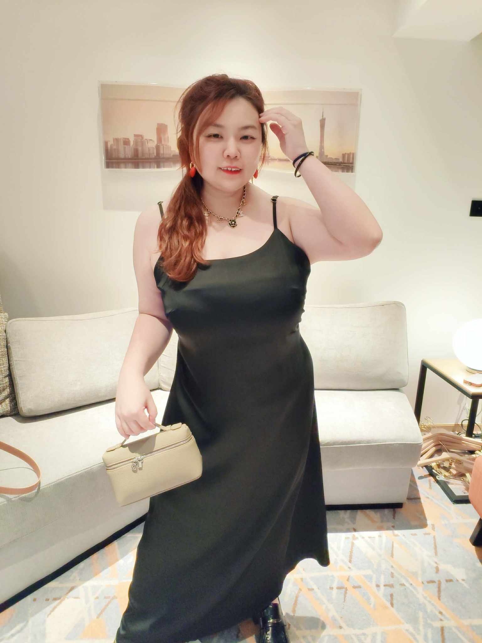 YCI01 26027 高级缎面吊带长礼服连身裙