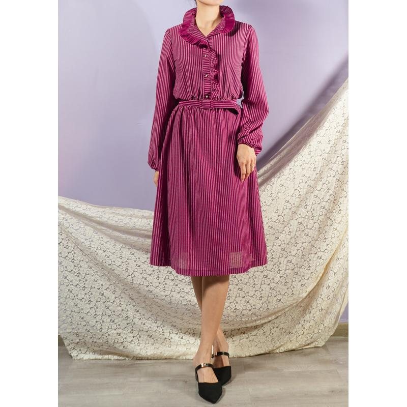 Vintage 1980s American Brand "Jackie O" Two Way Pie-Crust Collar Day Dress with Original Belt(BG050)