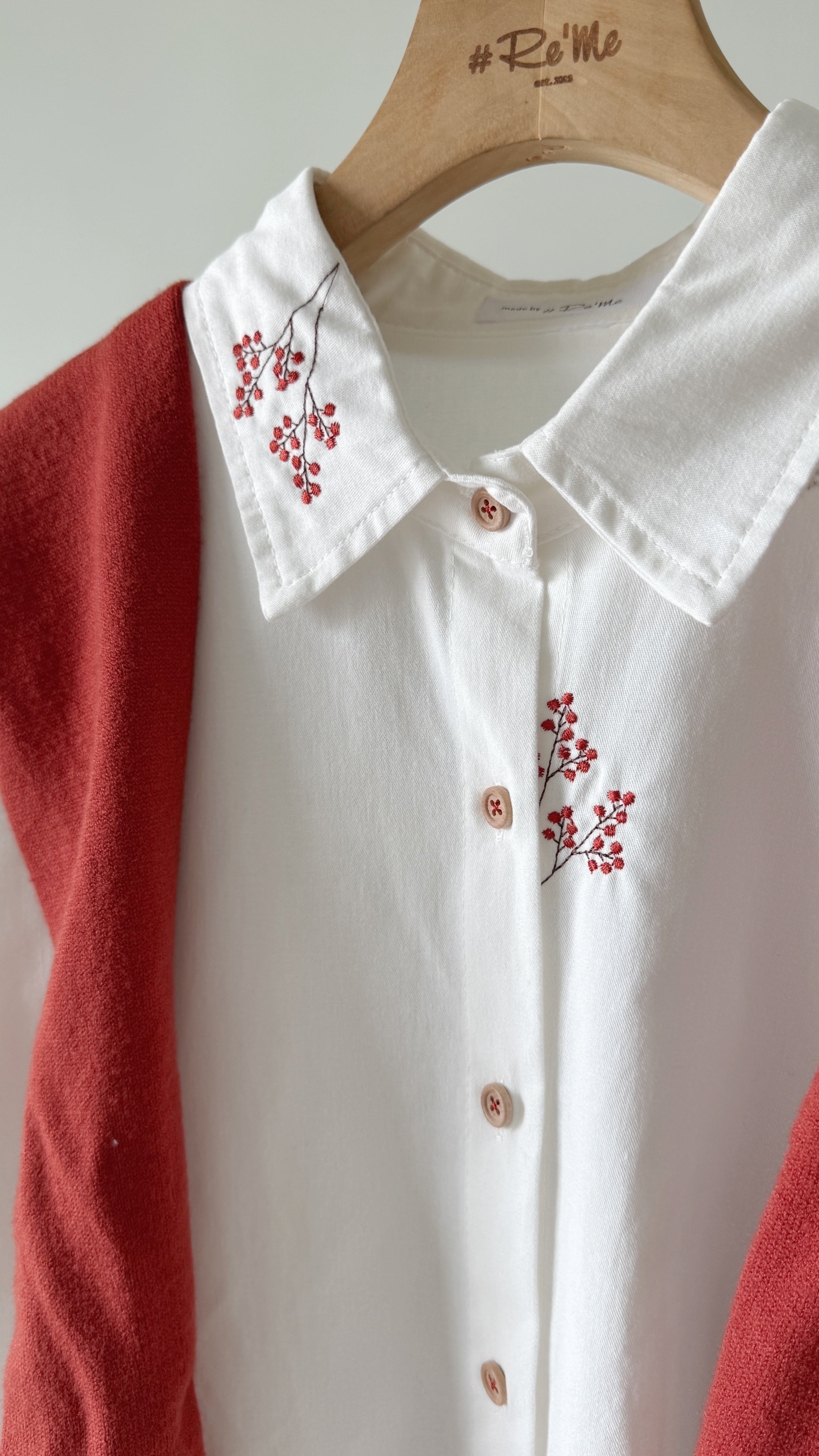 【自制限定款】 新意在枝·刺绣款白衬衫 (预购） 