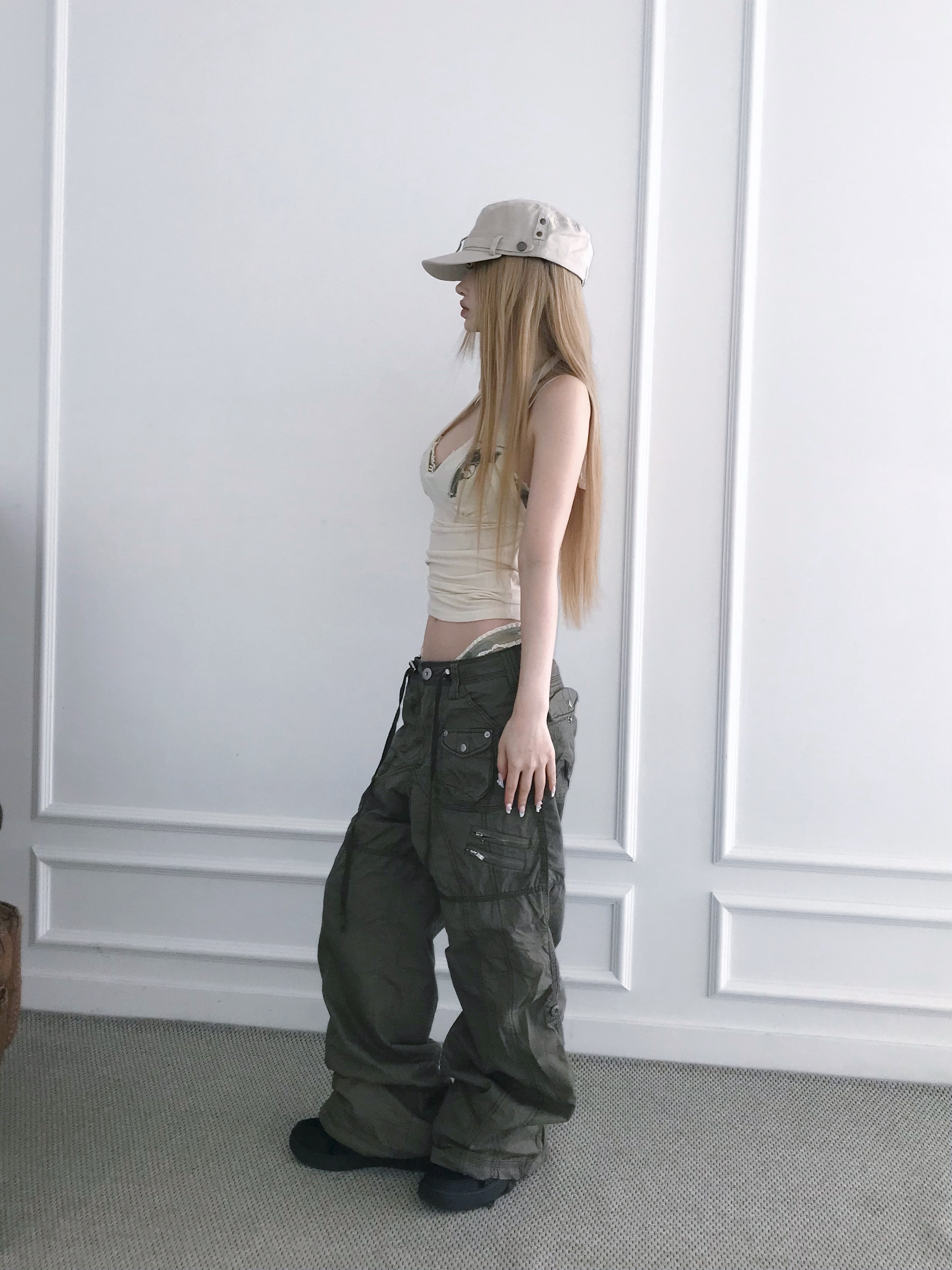 Retro Low-Rise Loose Cargo Pants