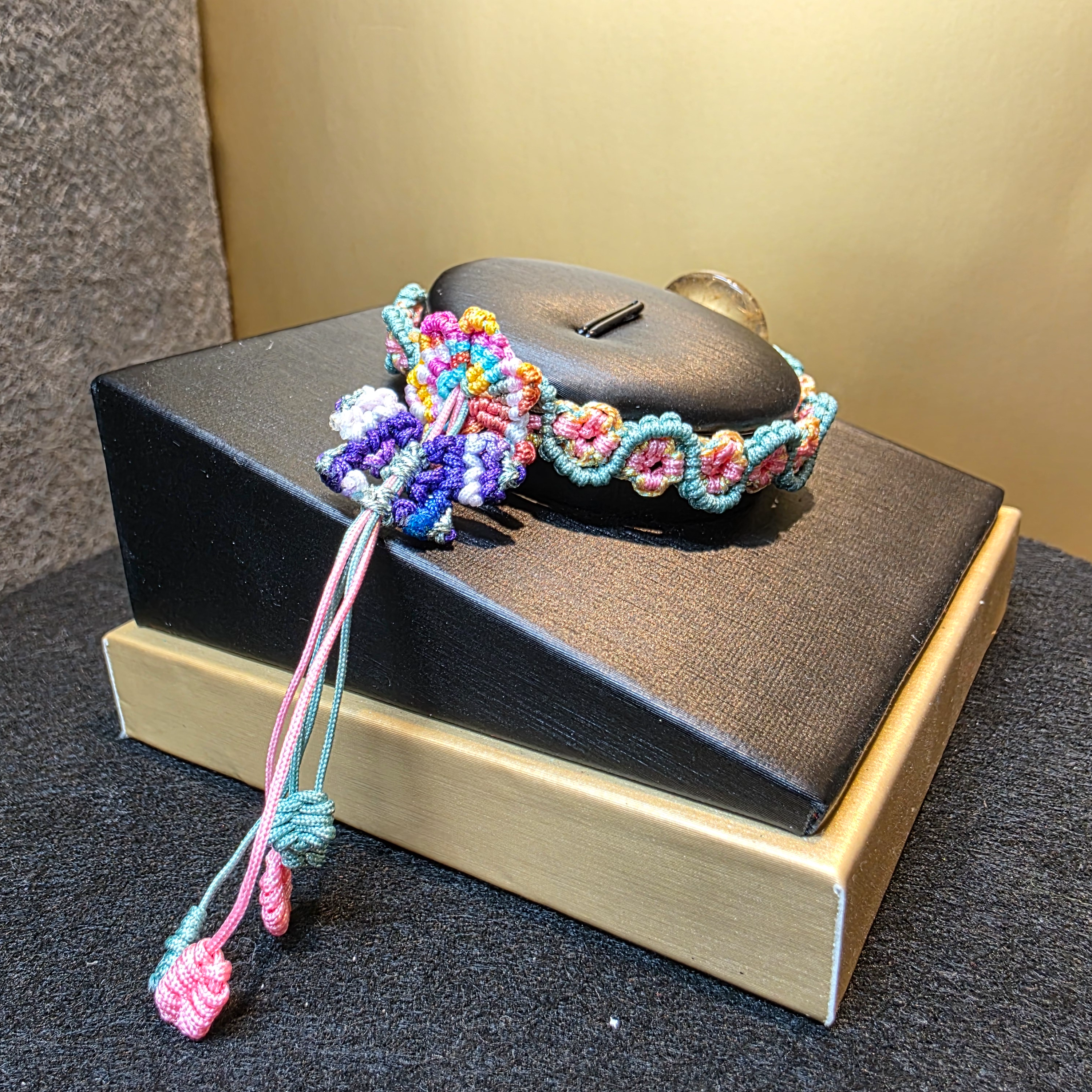 髮晶平安扣織繩手鏈