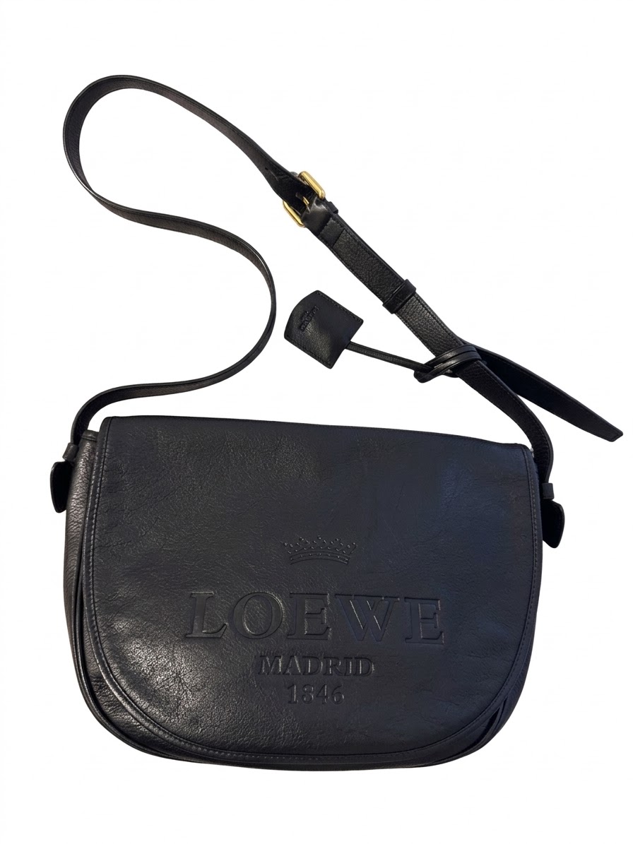 Loewe Black Leather Shoulder Bag