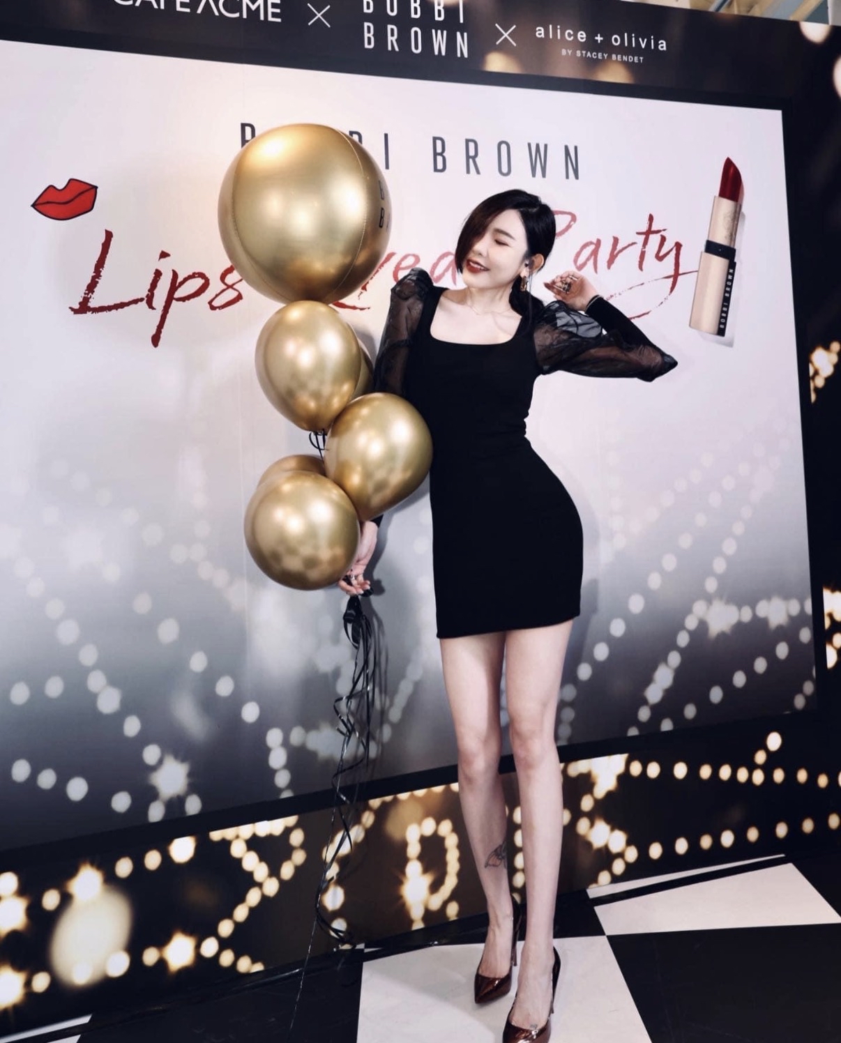 💄Alice + Olivia 💋 超級折上折黑色紗袖連身裙