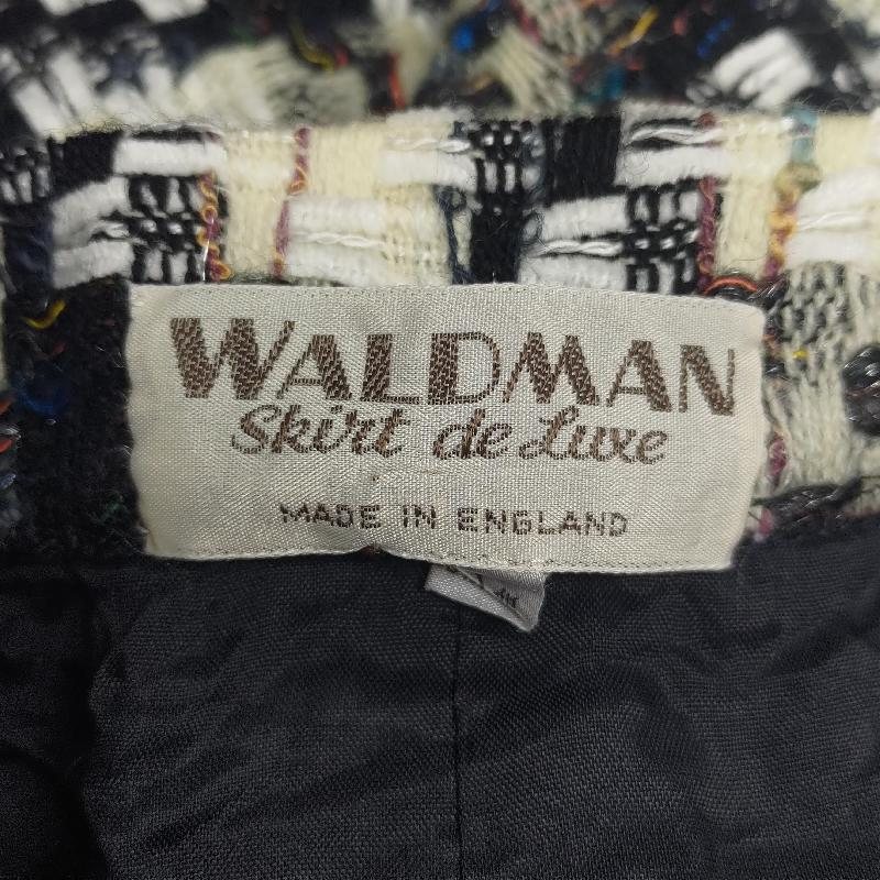 Vintage Made in England Waldman Houndstooth Pattern Woolly Skirt - Waist 27" (MU023)