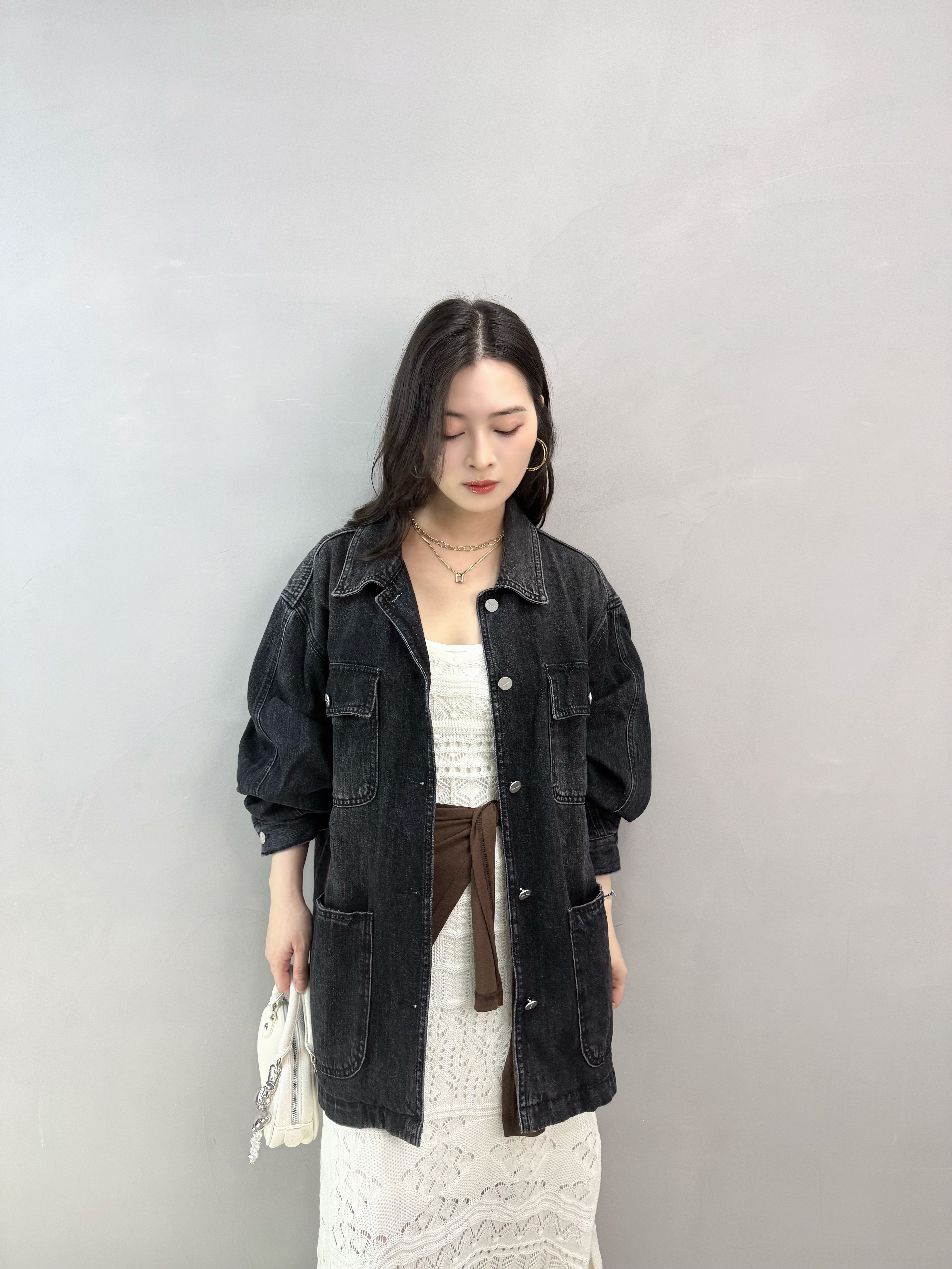 N64 洗水黑牛仔外套