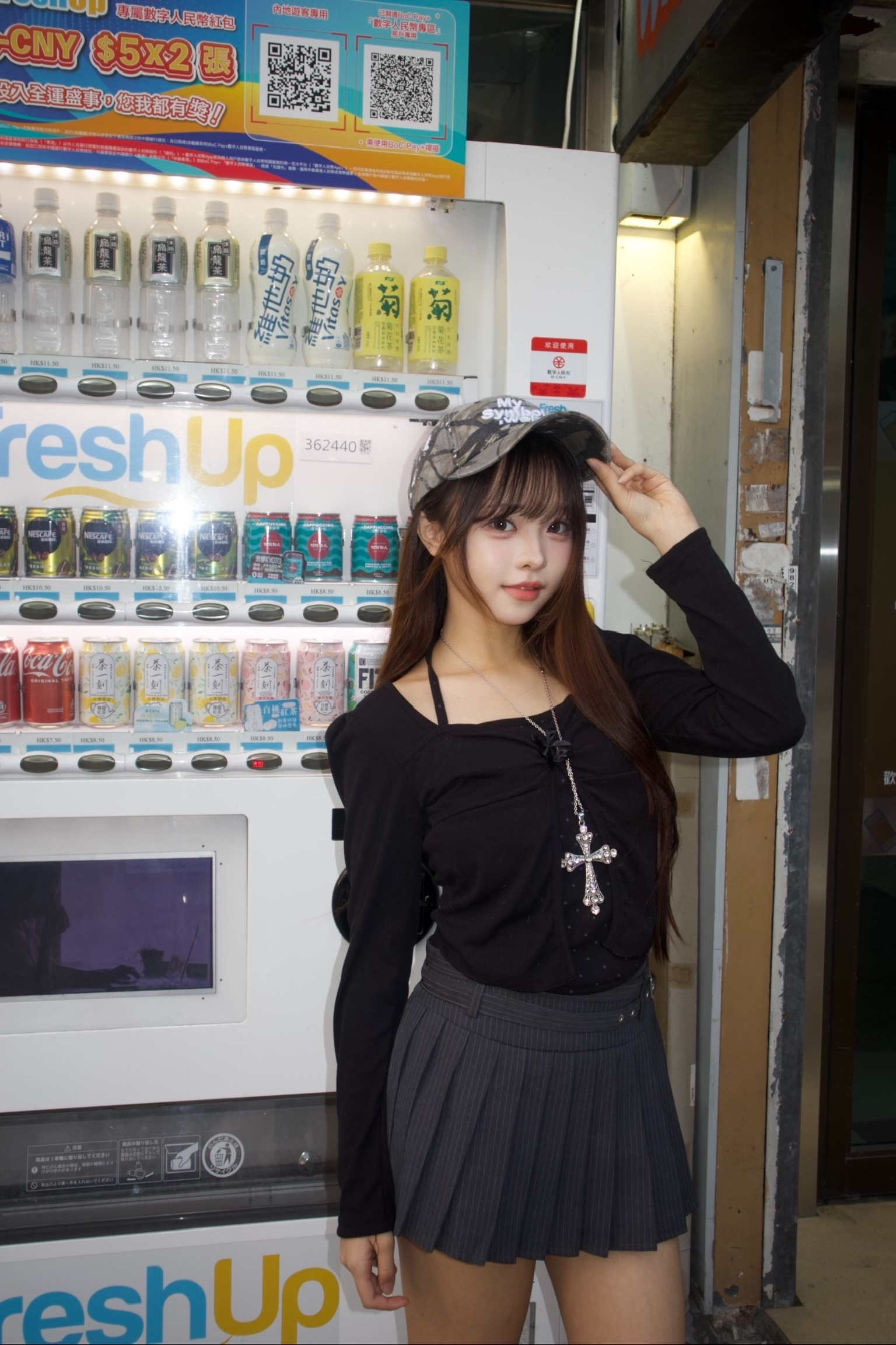 韓國撞色假兩件波點蝴蝶結Top