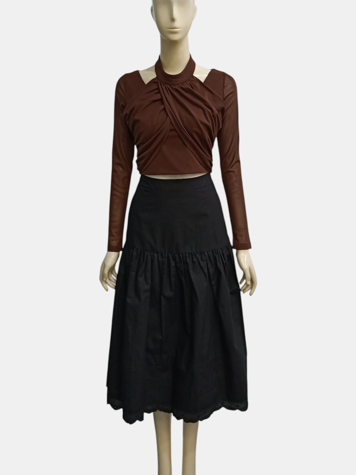 Chic Long Sleeve Halter Blouse Top M218