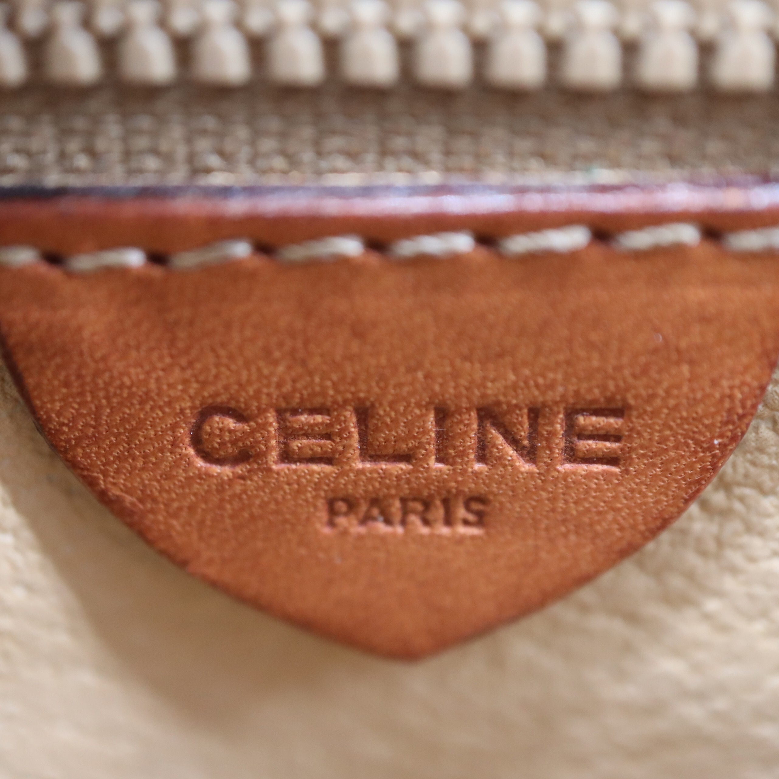 Celine Beige Macadam Padlock Crossbody Bag