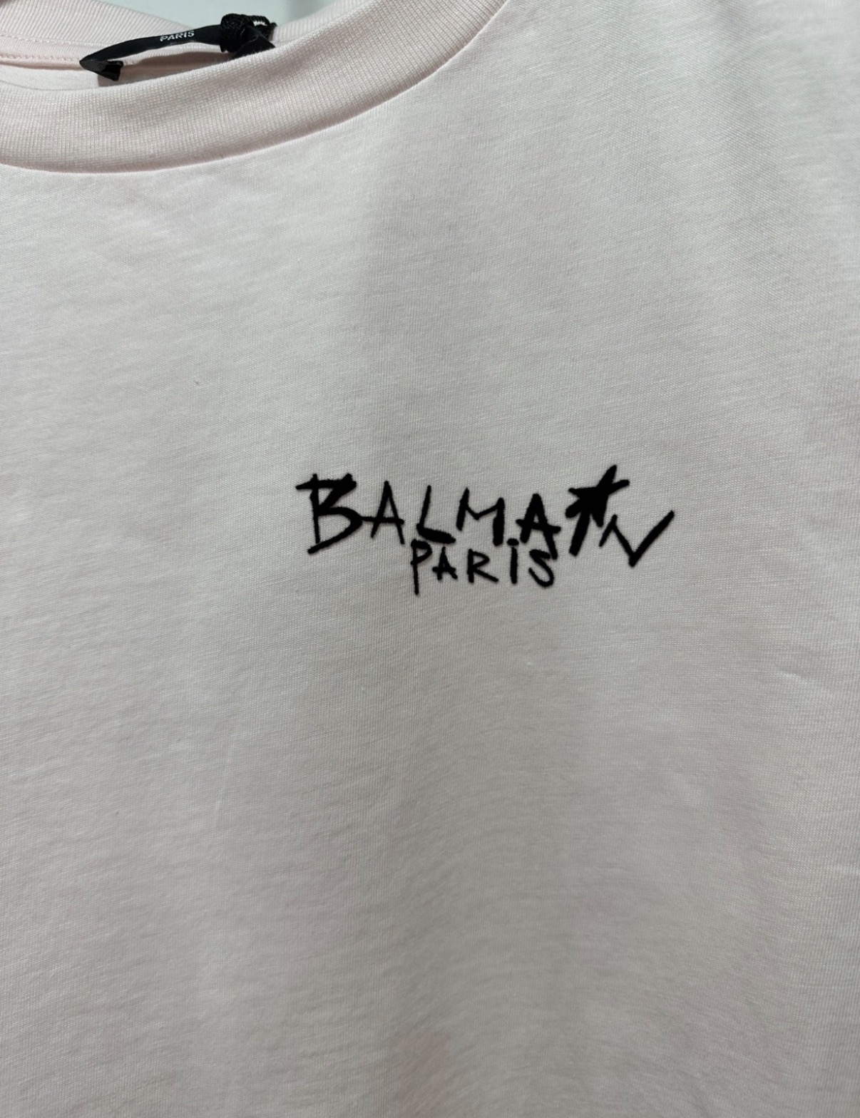 BALMAIN 細Logo粉紅色Tee