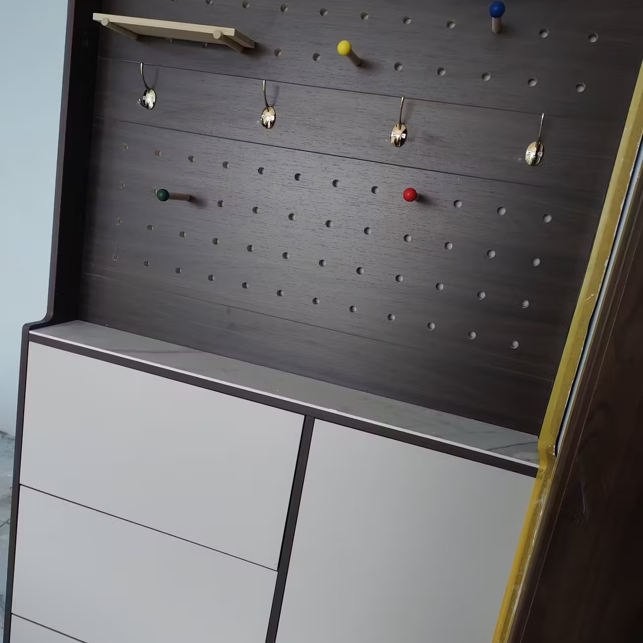 超薄一體翻斗鞋櫃 洞洞板掛衣帽架組合櫃 家用大門口玄關收納櫃Storage Cabinet