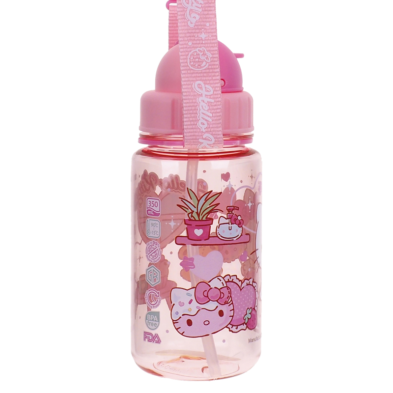 My Melody 350ml BPA Free Water Bottle With Straw & Neck Strap 膠水樽連飲管及頸繩