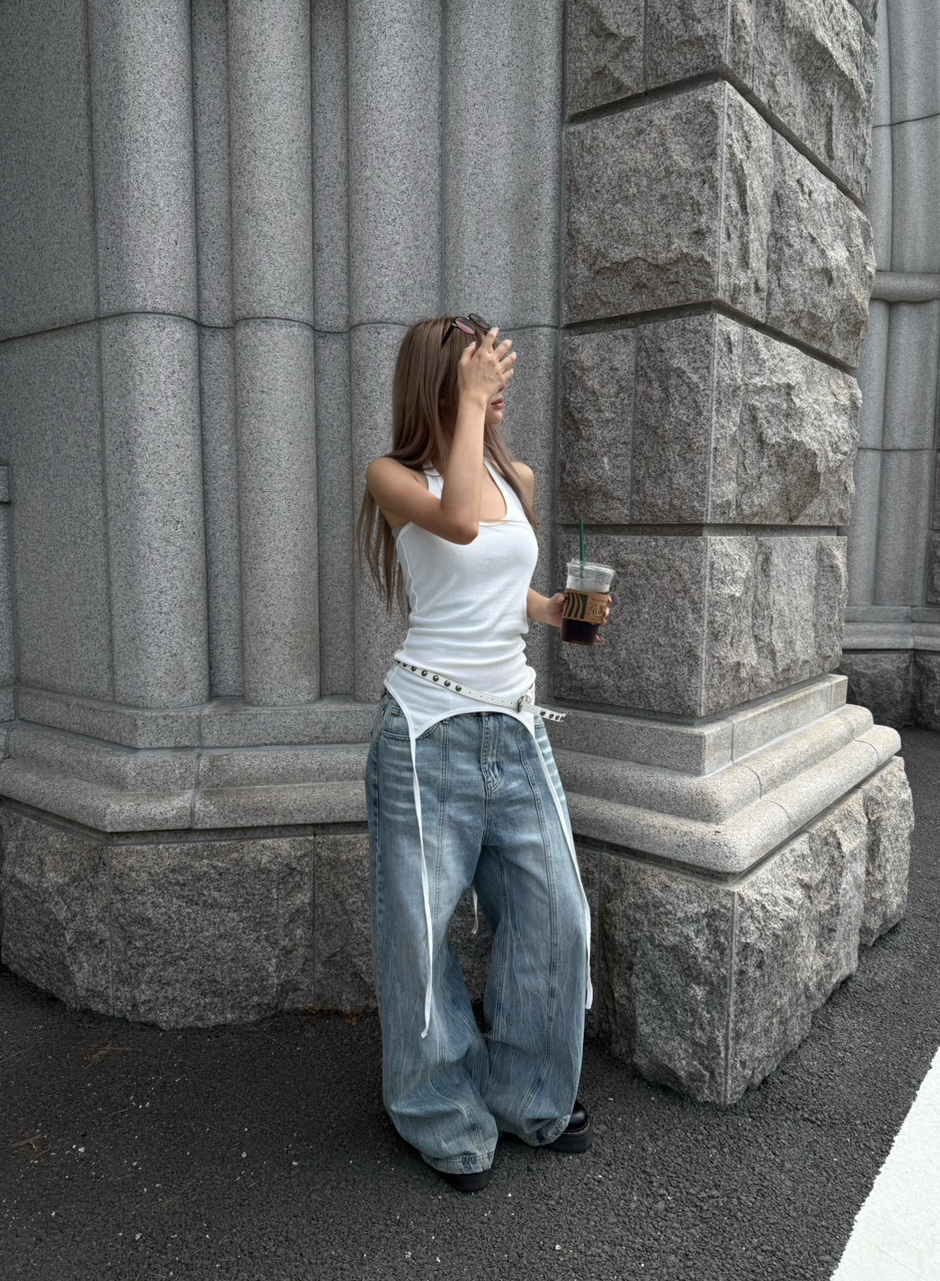Asymmetric Halter Tank Top