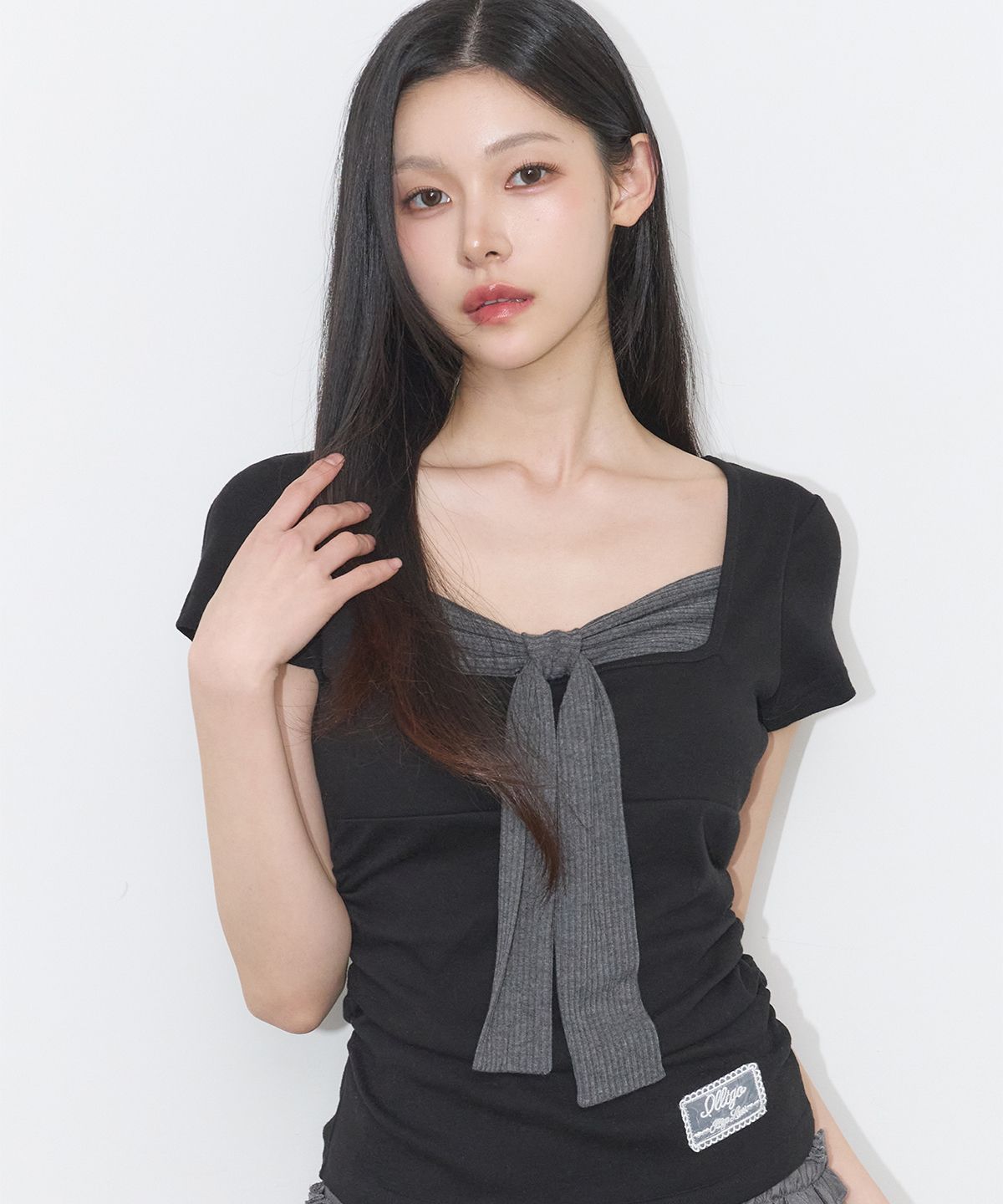 🇰🇷訂購｜ILLIGO 26SS｜Layered ribbon tie T-shirt 4色 
