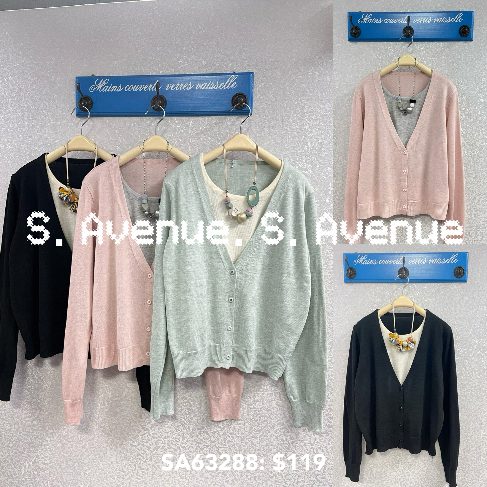 SA63288: 長袖假兩件有鈕top