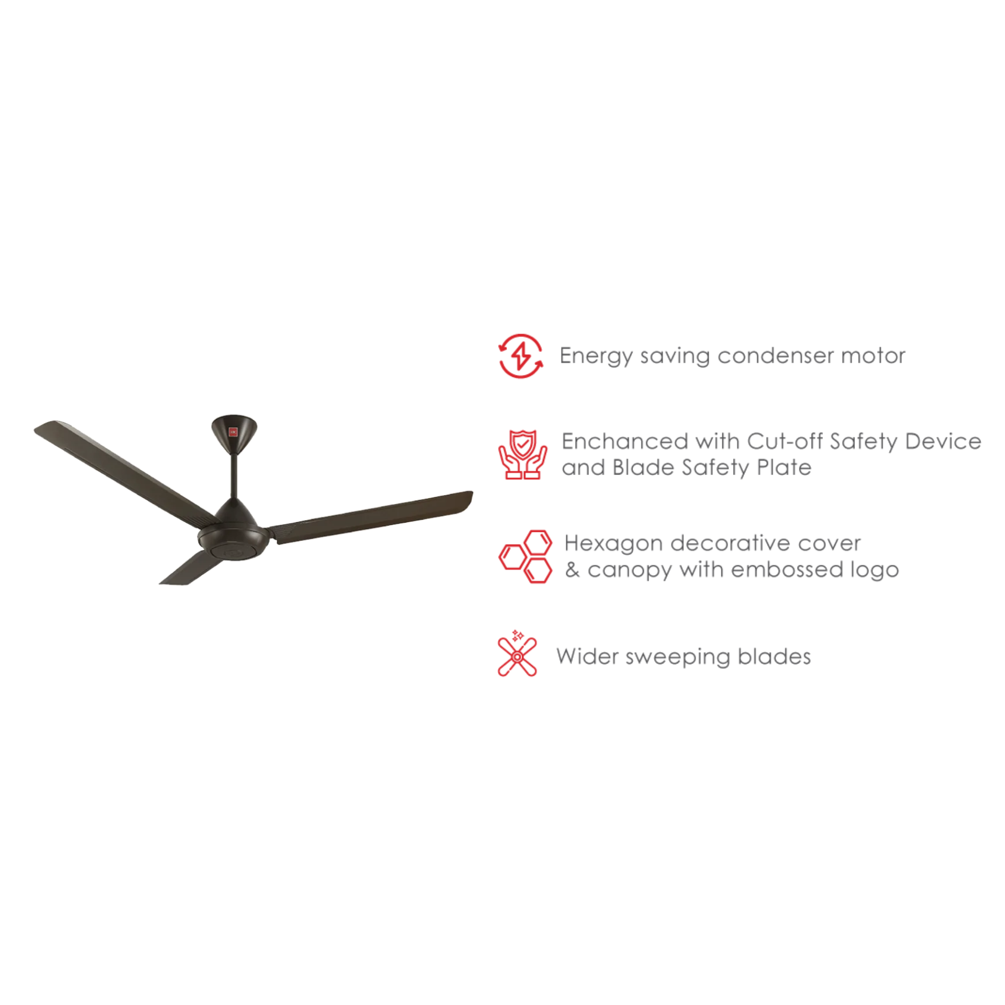 KDK 60" 3-Blade Regulator Ceiling Fan K15V0-PBR (Brown)