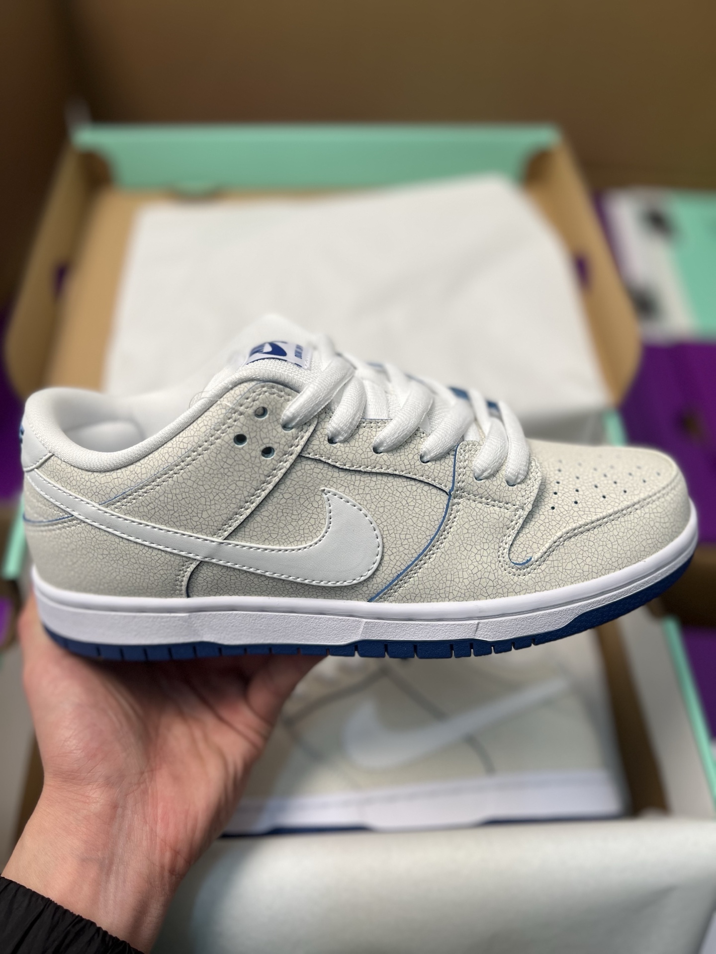 Nike SB Dunk Low Premium White Game Royal CJ6884-100 | Blue Box