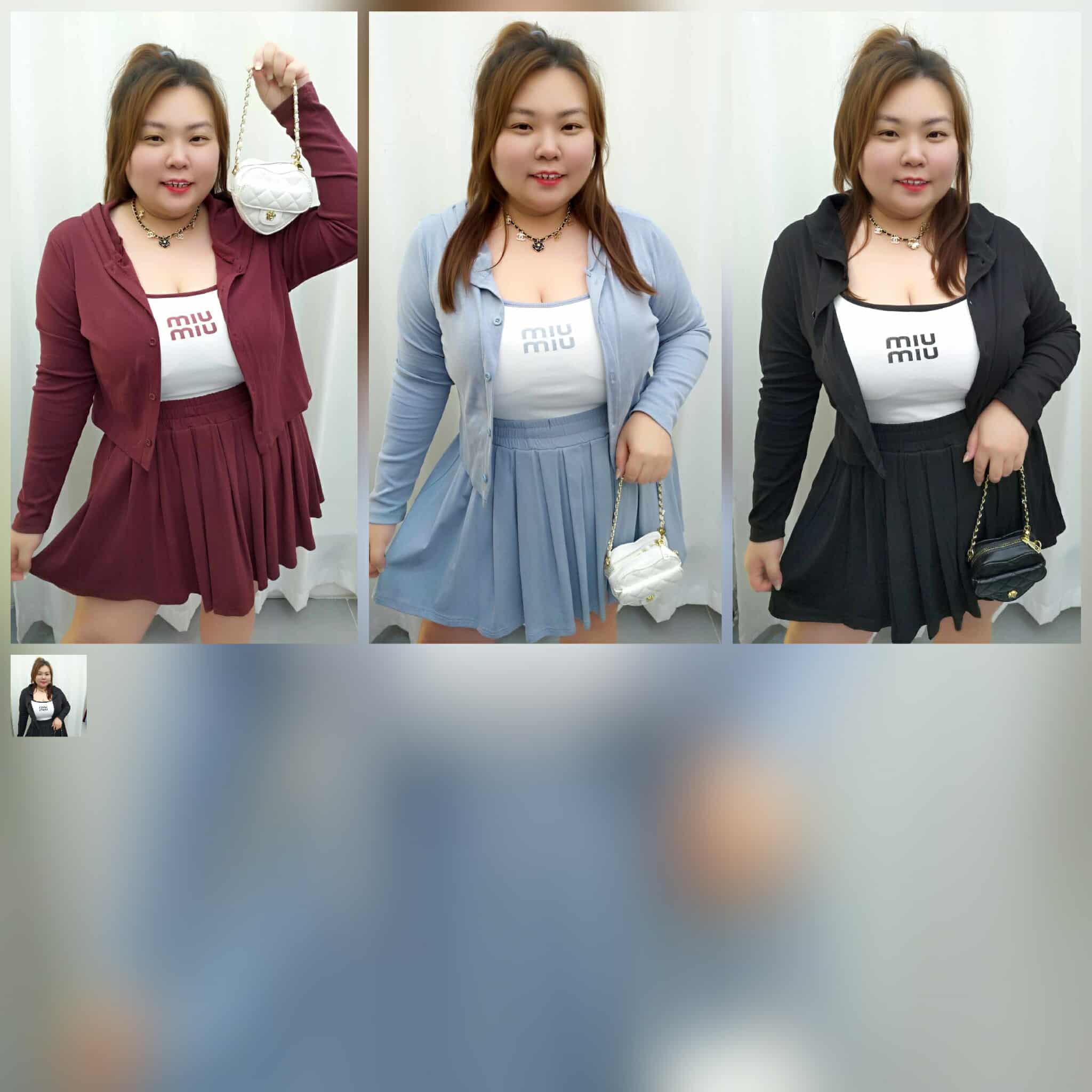 TW#8082 吊带字母背心三件套裤裙套装