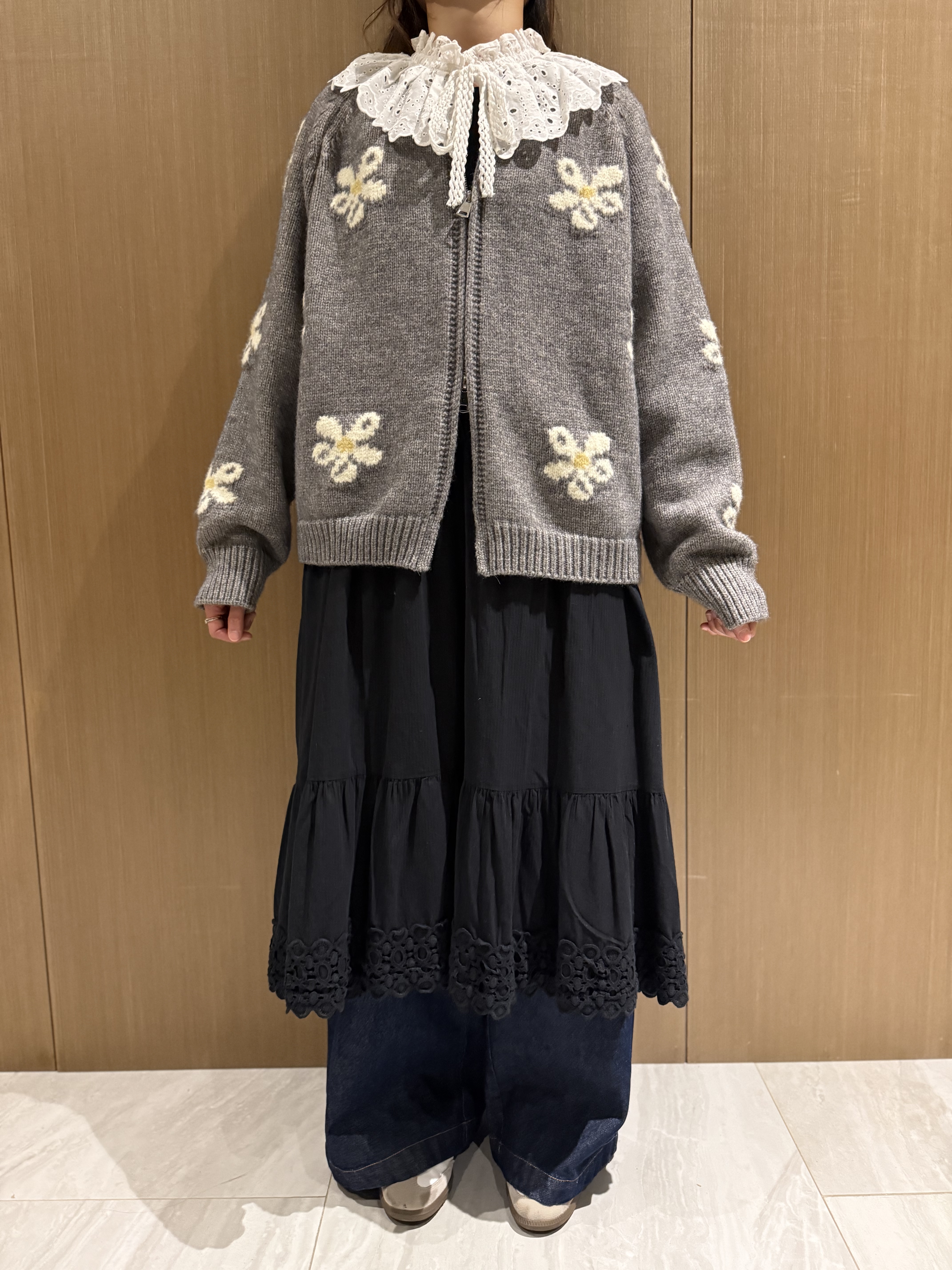 撞色花花雙拉鍊冷外套（淺灰色）