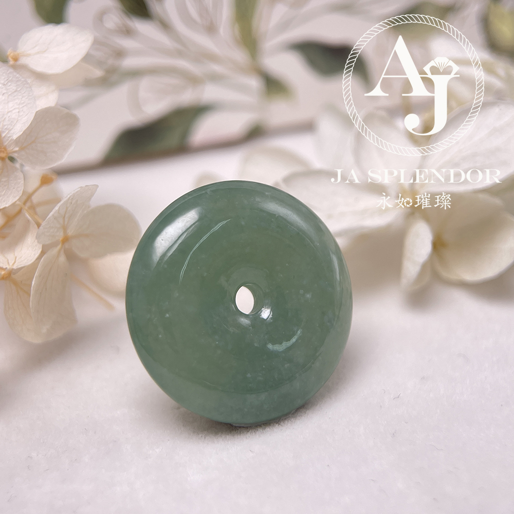 JN-178 天然翡翠A玉 冰種滿綠平安扣