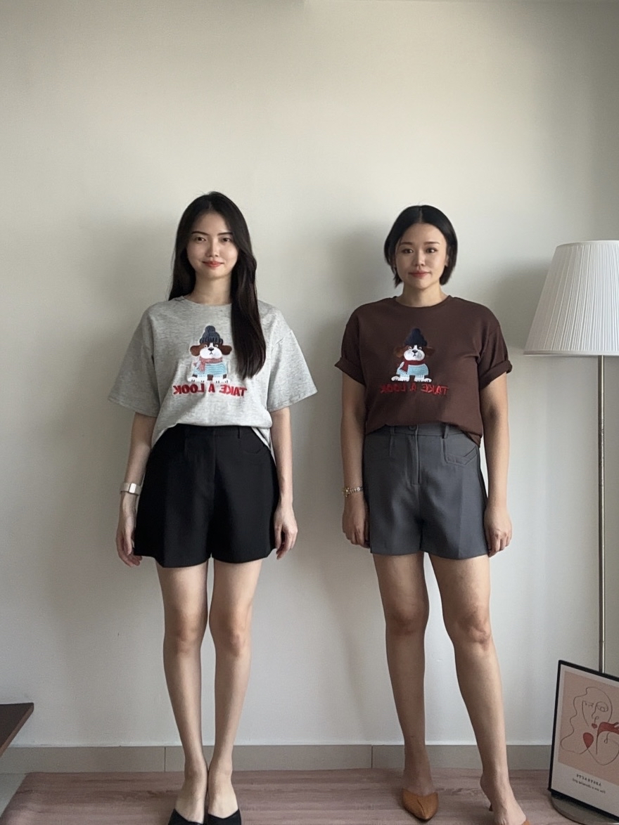 S1988 A Line Short Pants - Black & Grey