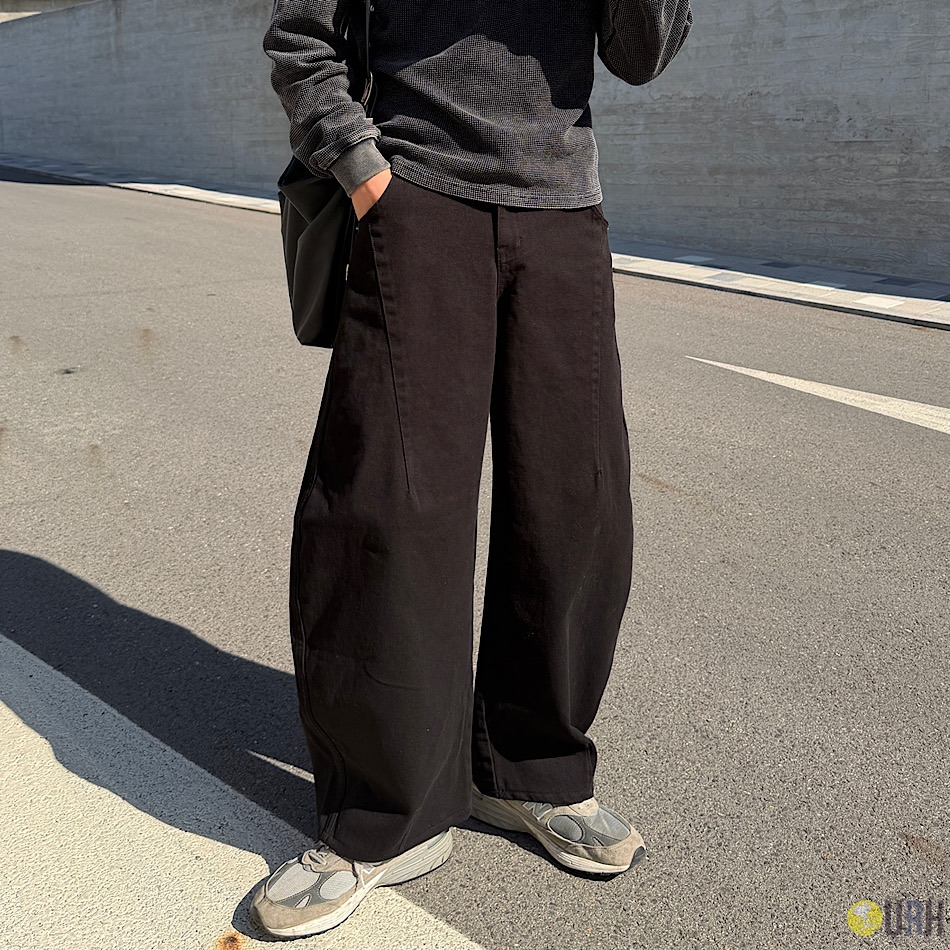 【100%保證韓國直送】韓系質感 3D 立體弧形剪裁 100% 純棉長褲 👖 [2 color] RF118542