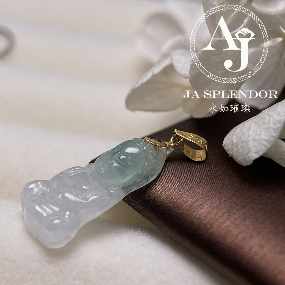 JNK-53 天然翡翠A玉 高冰迷你如來佛18K金吊墜(法師加持)