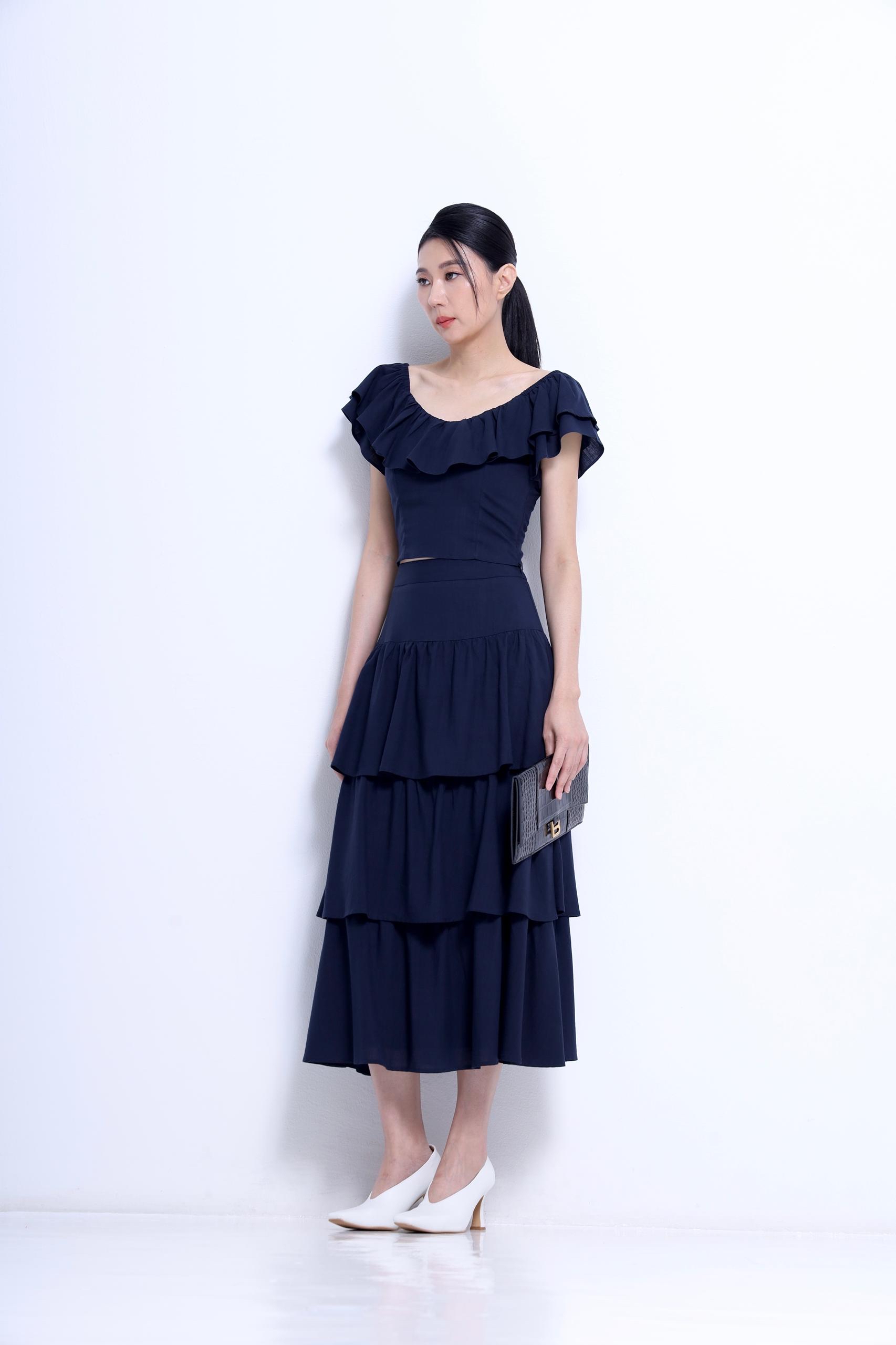 CB2763 Gingham Ruffle Off-Shoulder Top