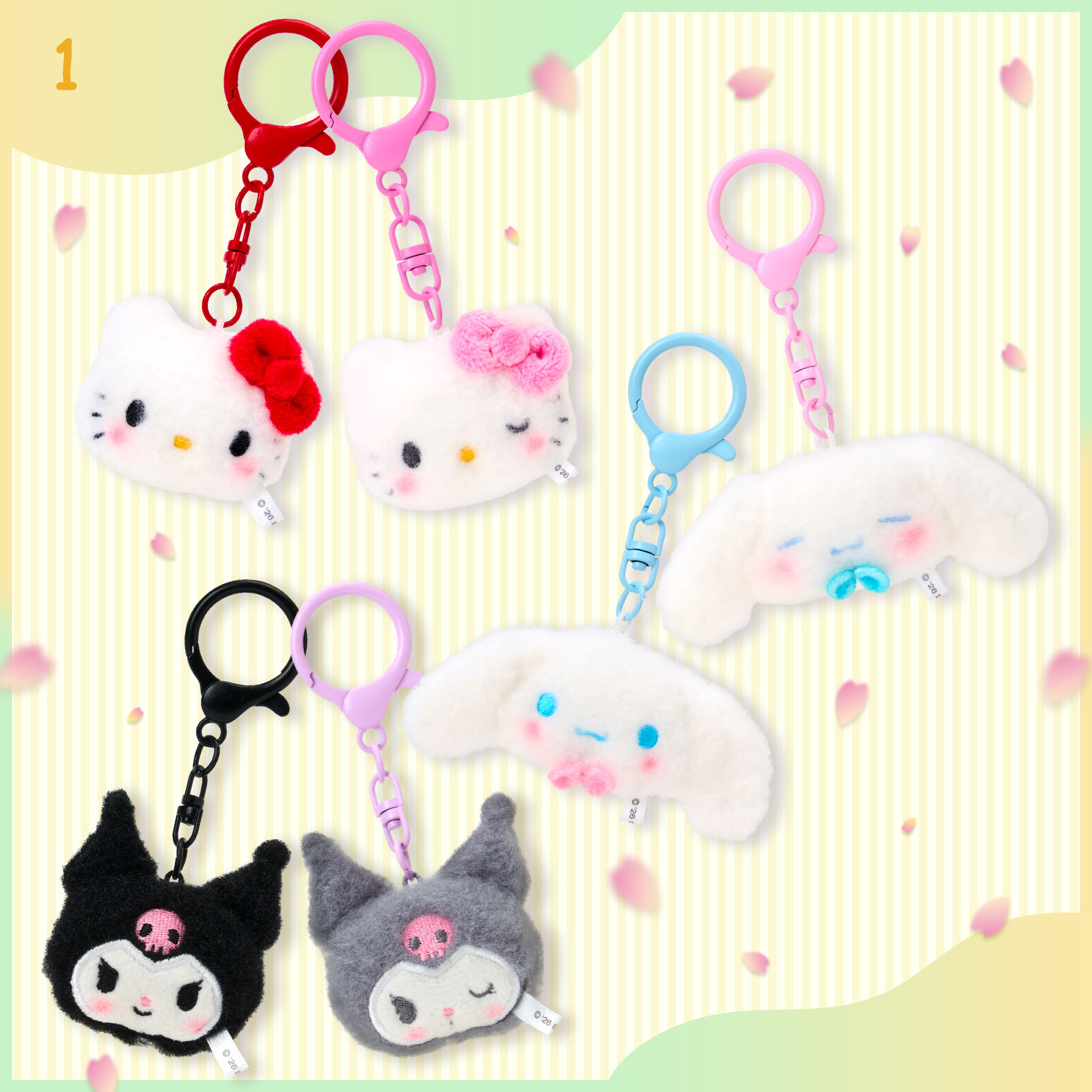 現貨 | 日本 Sanrio 大頭毛絨絨公仔掛件 (1套2隻)