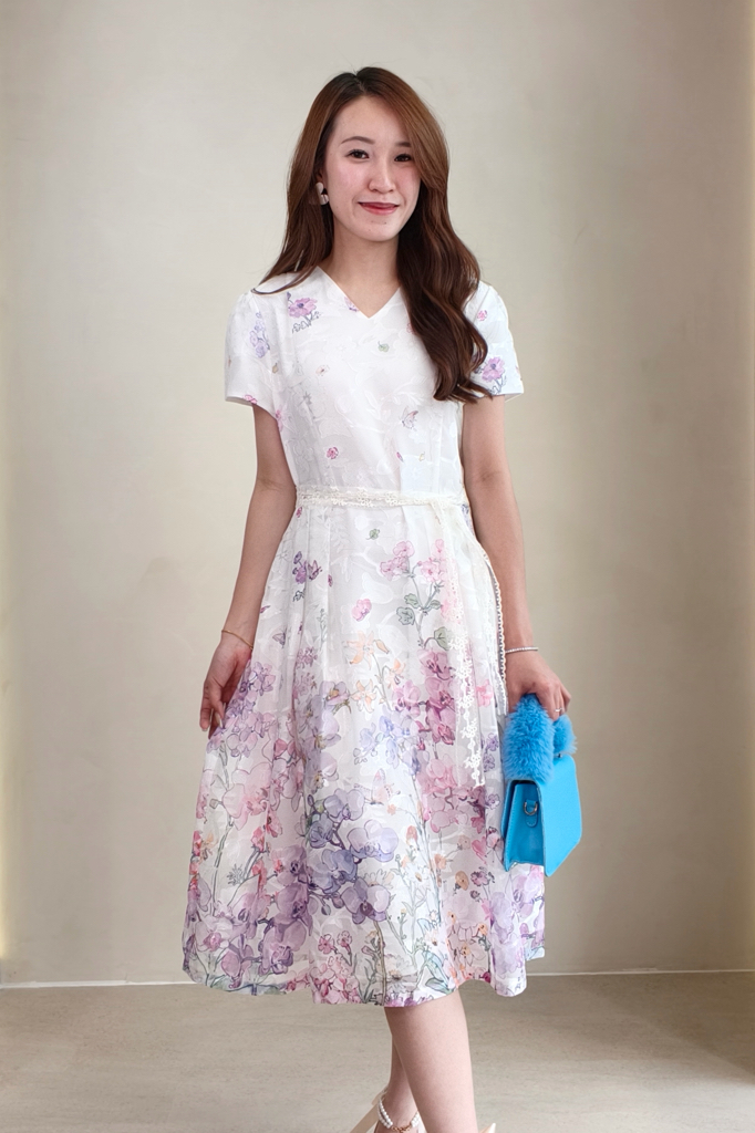 210545 Elegant Floral Fit & Flare Dress