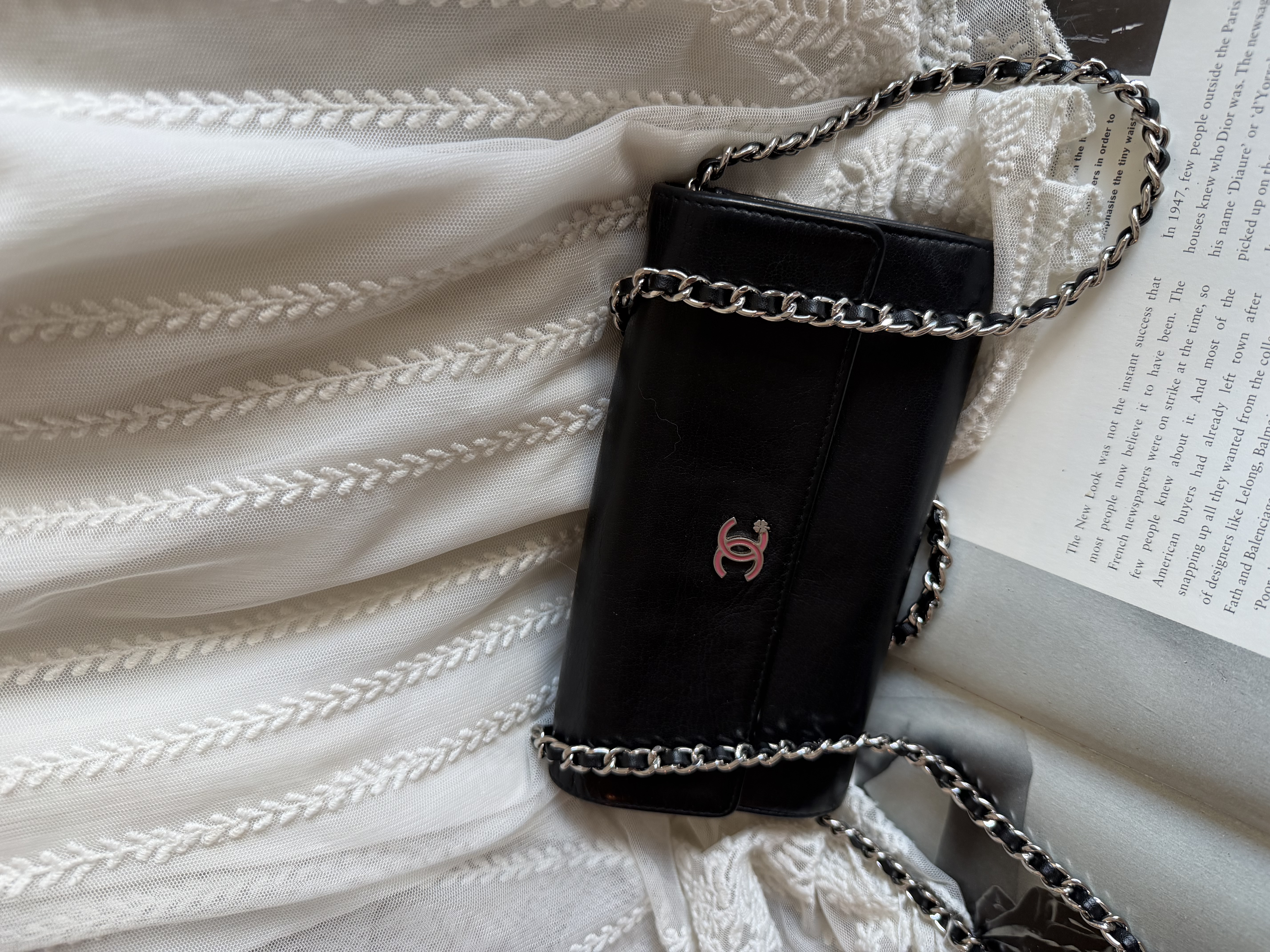 Chanel black leather wallet 