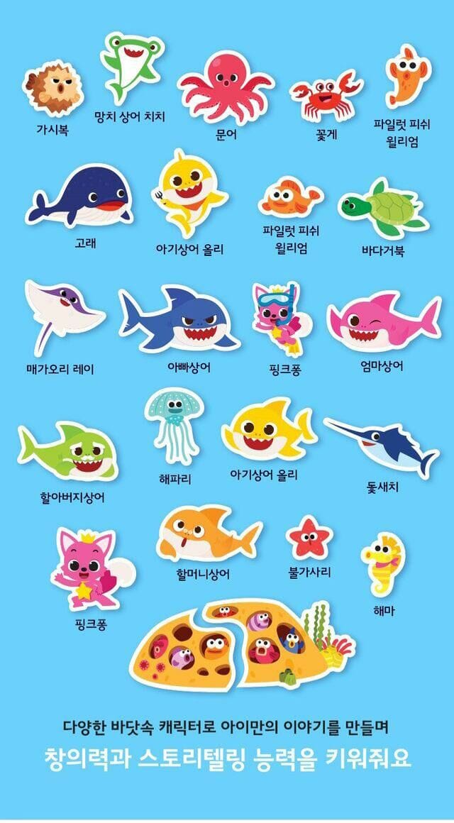   【預訂】韓國直送 Baby Shark ABC / 海洋生物/恐龍/救援隊沖涼貼
